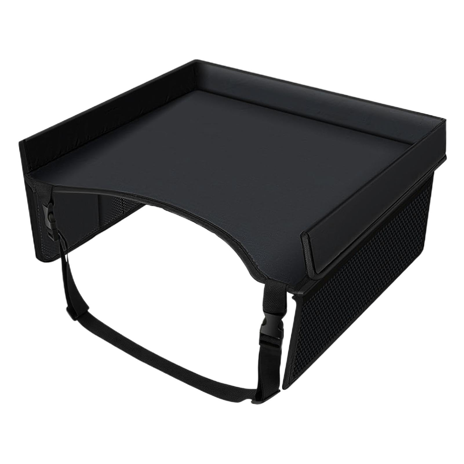 Foldable Kids Car Seat Tray with Adjustable Strap & Pocket - Travel Lap Desk for Snacks & Toys