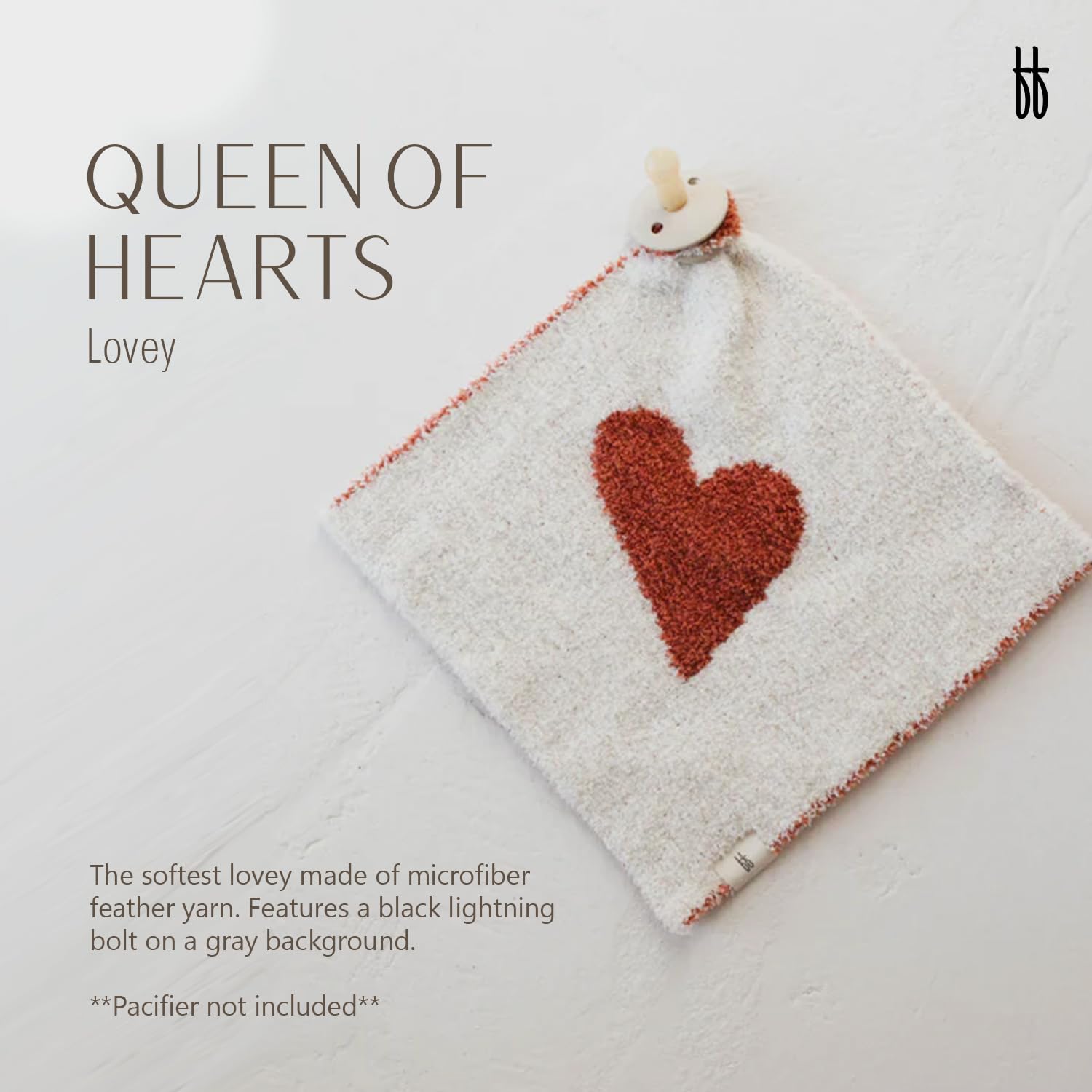 Forever French Baby Lovey - Pacifier Holder & Comfort Blanket for Newborns - Soft Microfiber Feather Yarn (Queen of Hearts Design) - Perfect Baby Shower Gift for Boys & Girls 0-12 Months - Ideal for Nursery, Stroller & Travel