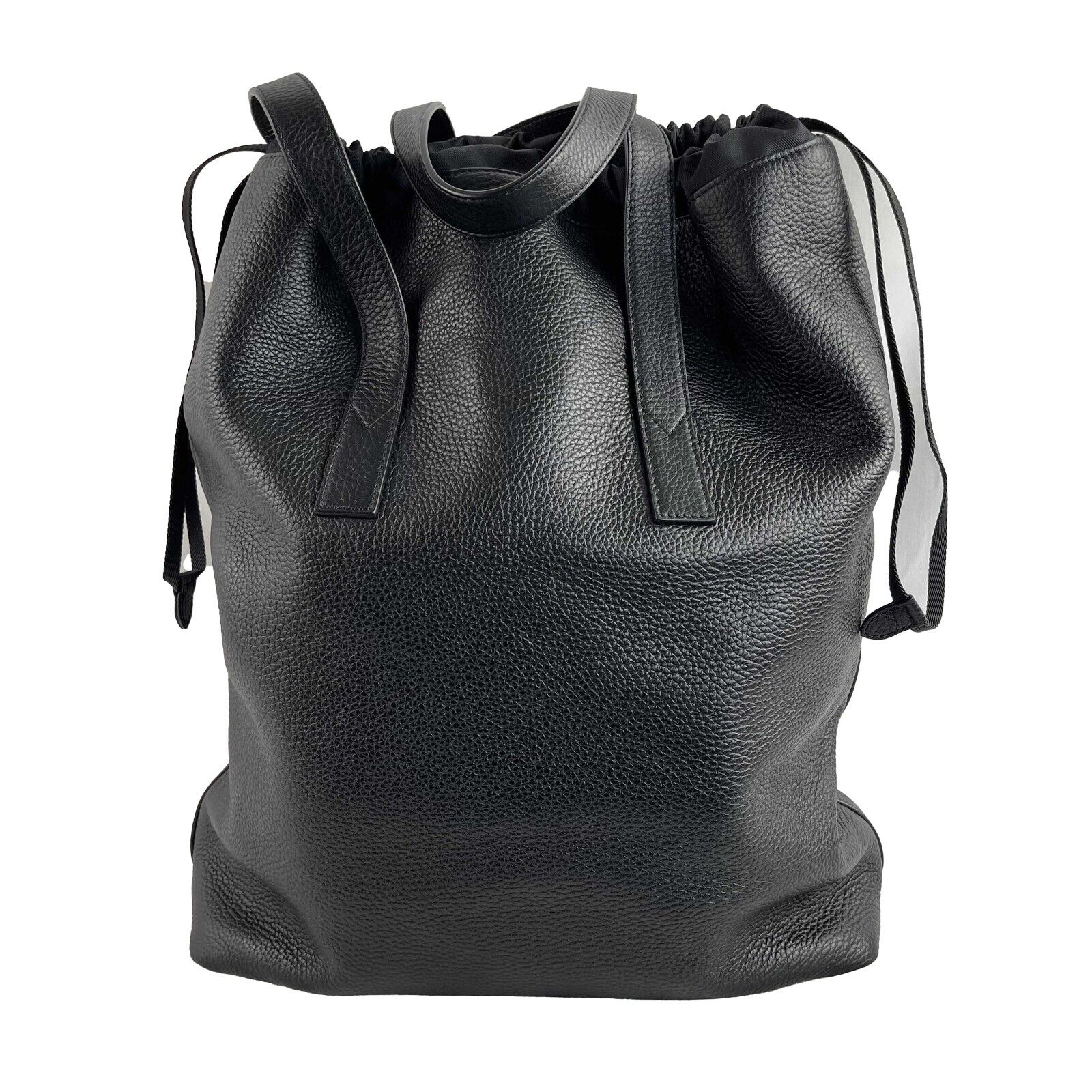 Authentic Louis Vuitton Cabas Light Drawstring Bag in Black Leather with LV Initials - Perfect for Travel, Shopping & Everyday Luxury Accessory