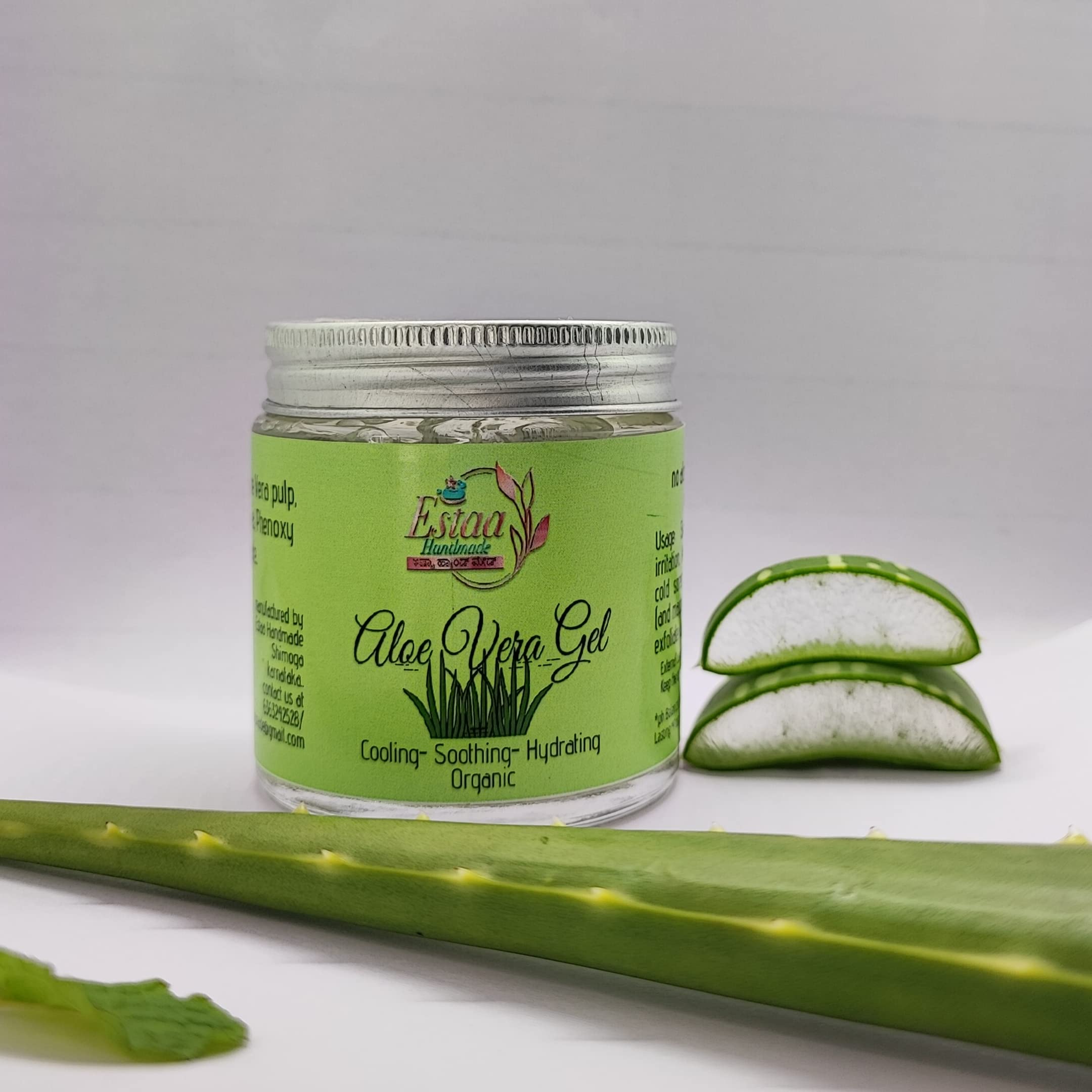 Organic Aloe Vera Gel for Skin & Hair - 100g Pure Natural Soothing Moisturizer - Sunburn Relief, After Sun Care, Face & Body Hydration