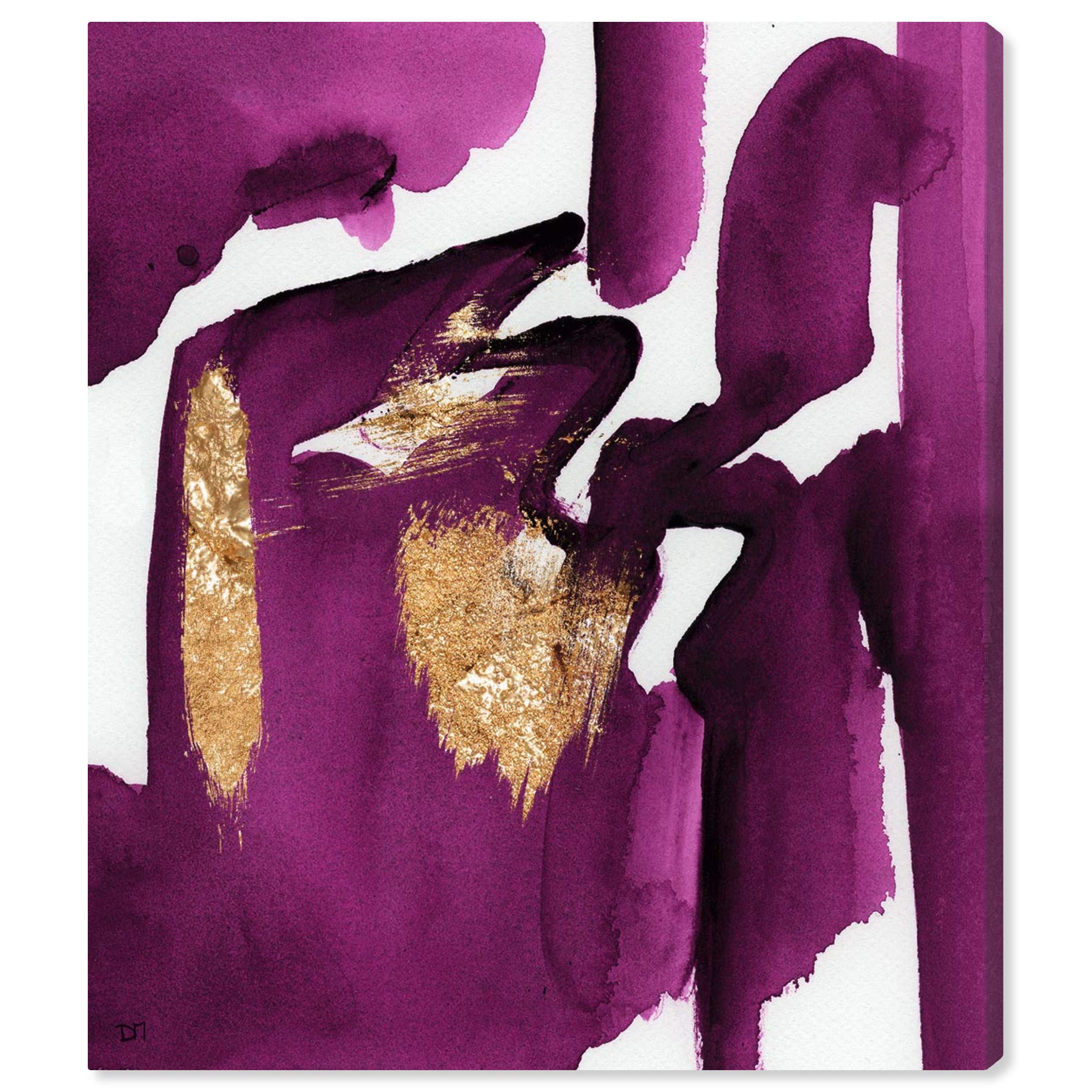 Abstract Wall Art Canvas Print 'Magenta Life' - 36x45 Inches Purple & Gold Modern Home Decor | Perfect for Living Room, Bedroom & Office Decoration