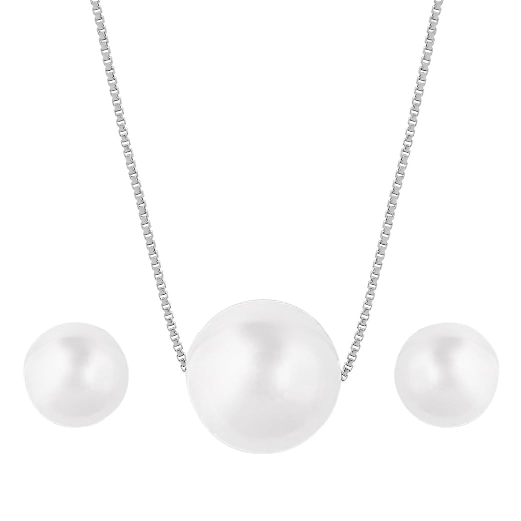 ZAVYA 925 Sterling Silver Pearl Jewelry Set with Earrings | Elegant Necklace & Earrings Gift Set for Women & Girls | Certified 925 Hallmark & Authenticity | Perfect for Weddings, Anniversaries & Special Occasions
