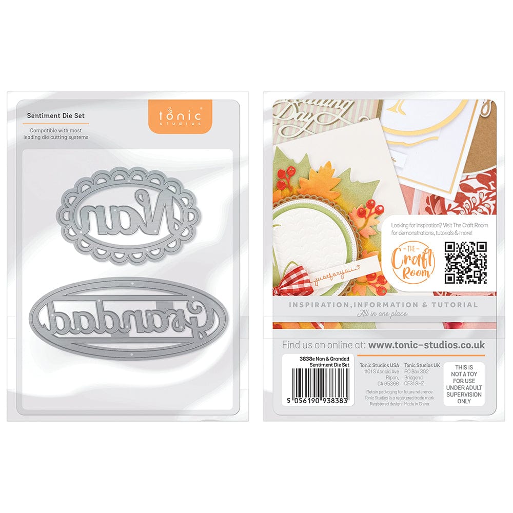Tonic Studios Nan & Grandad Sentiment Die Set 3838E - Perfect for Scrapbooking, Card Making, and DIY Greeting Cards