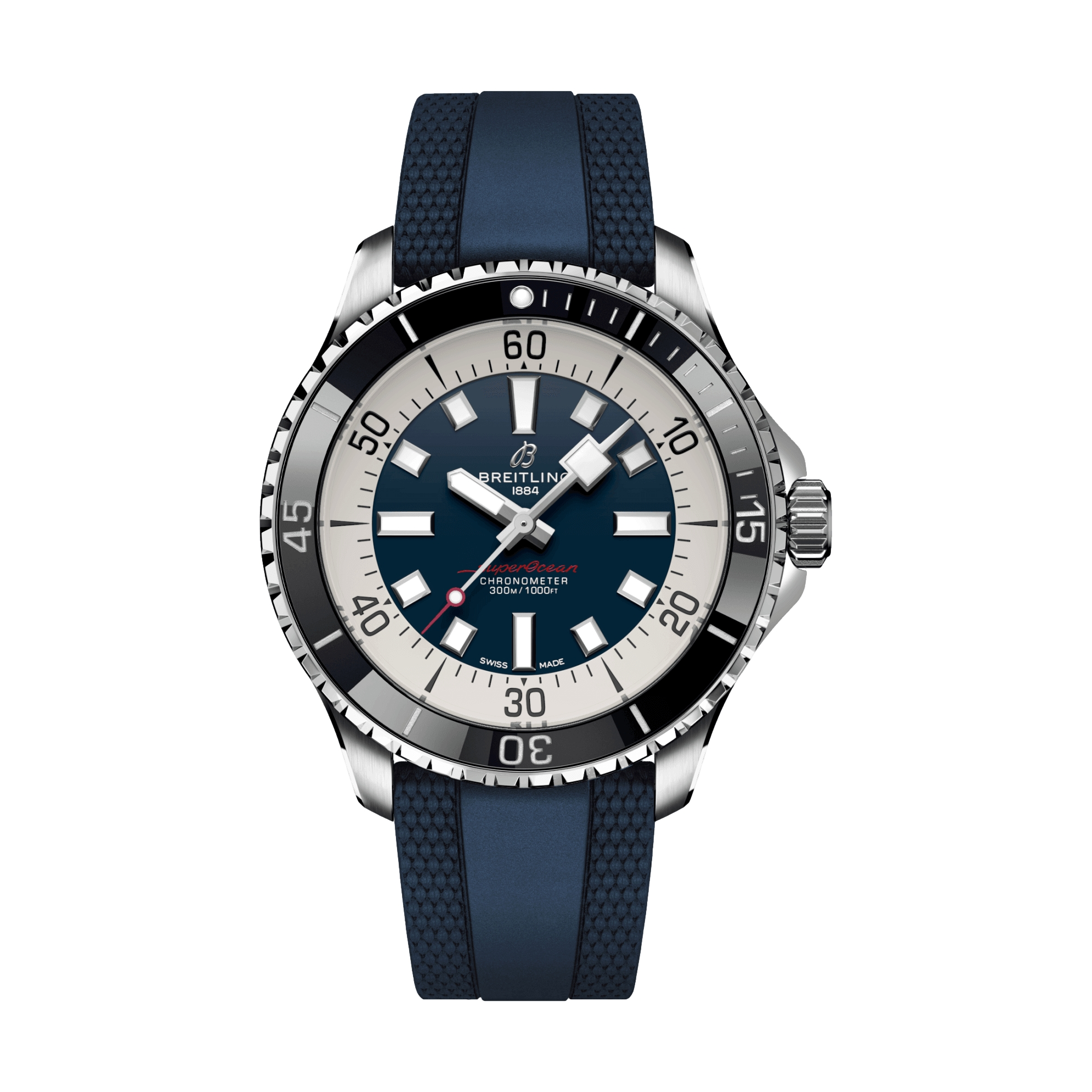 Superocean Automatic 44mm Blue Dial Men's Dive Watch with Rubber Strap - Perfect for Scuba Diving, Water Sports & Everyday Wear