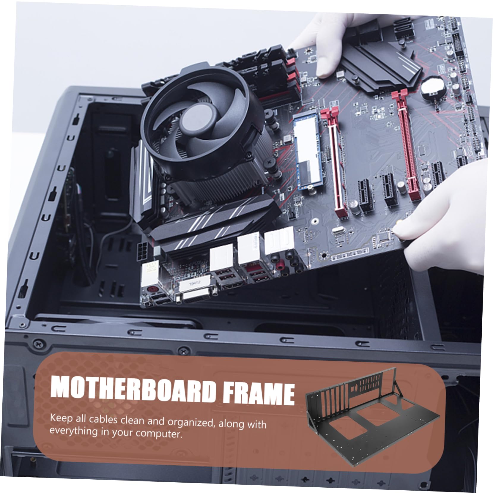 Jojofuny 2-Pack Motherboard Holder - Open Air Frame Case for Computer Motherboards - Durable Metal Motherboard Shelf Bracket - Perfect for PC Building, Repair & Testing Workstations