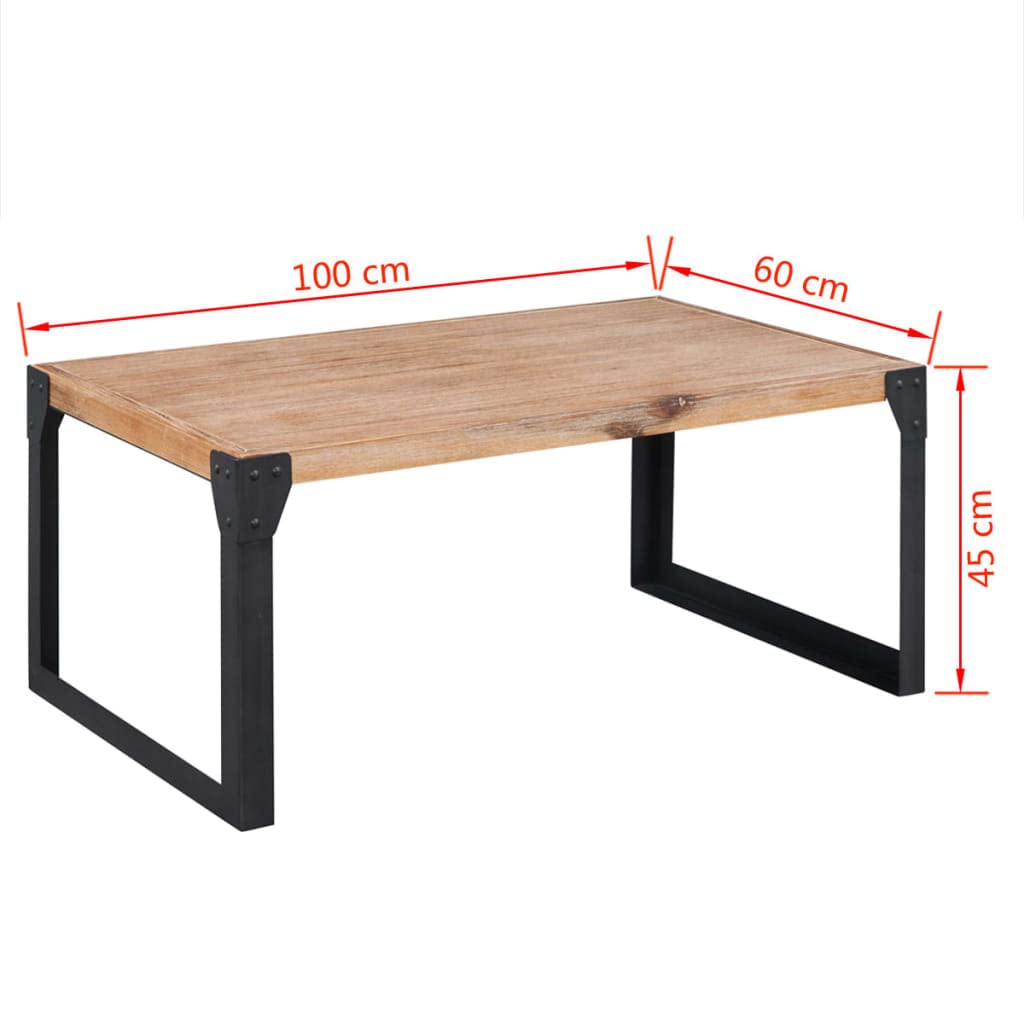 Rustic Industrial Coffee Table - Solid Acacia Wood & Metal Cocktail Table 39.4