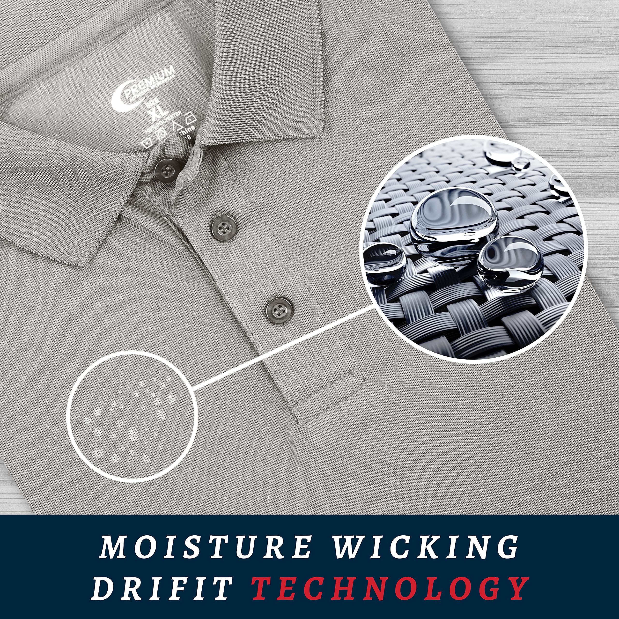 Premium Moisture-Wicking Men's Polo Shirt - Breathable Quick-Dry Performance Golf & Casual Wear for Active Lifestyles