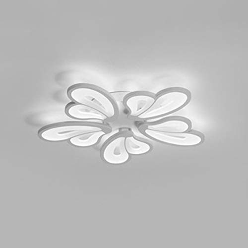 5-Headed Heart-Shaped LED Semi-Flush Mount Ceiling Light Fixture - 65W Modern Acrylic Chandelier with White Metal Canopy (110-120V, White Light) - Perfect for Living Room, Bedroom, Dining Room & Restaurant Lighting Decor