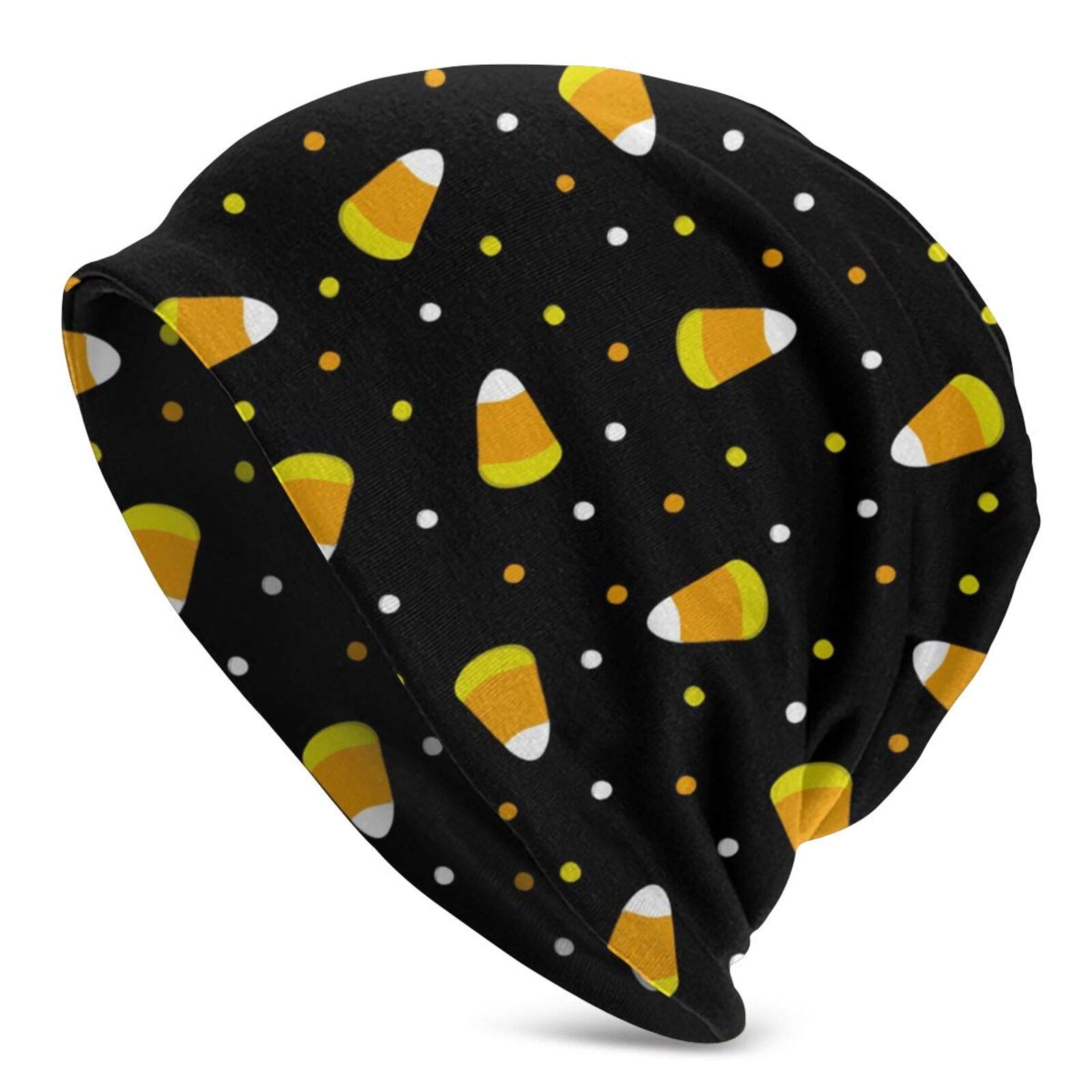 Halloween Candy Corn Unisex Adult Slouchy Beanie Skull Cap - Warm Chemo Hat for Costume Parties & Winter Outfits