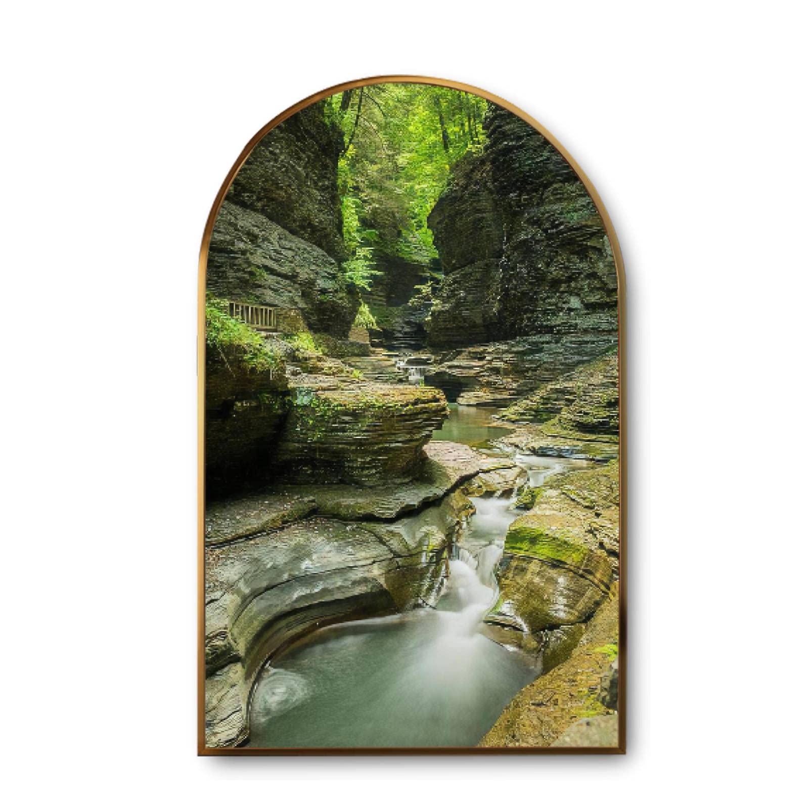 Golden Framed Canvas Wall Art - Watkins Glen State Park New York Landscape Giclee Print | Modern Home Decor Painting Ready to Hang | Perfect for Living Room, Bedroom & Office Wall Decor
