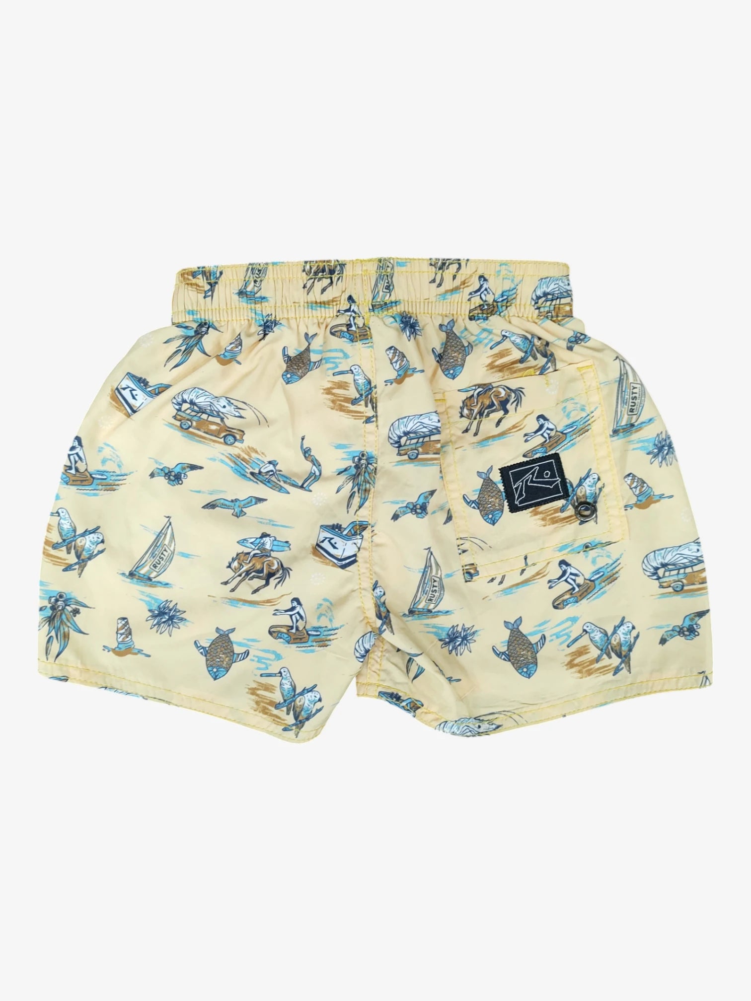 Rusty Aloha Cowboy Mesh Yellow Kids Shirt - Perfect for Beach Parties, Summer Outfits & Western-Themed Events