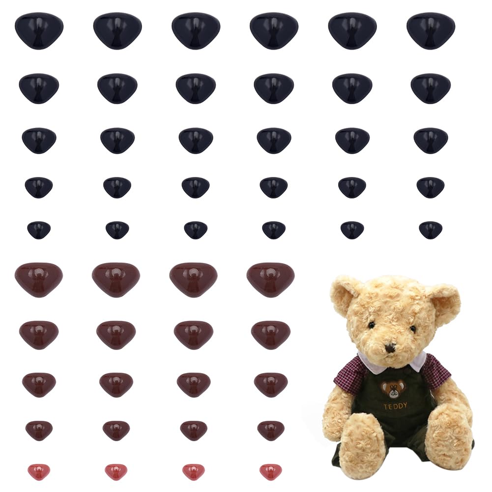 PH PandaHall 380pcs Safety Nose Cabochons - 5 Sizes Plastic Bear Noses for Amigurumi, Puppet, Crochet, Stuffed Animals - DIY Craft Supplies for Doll Making, Plush Toys, Handmade Gifts