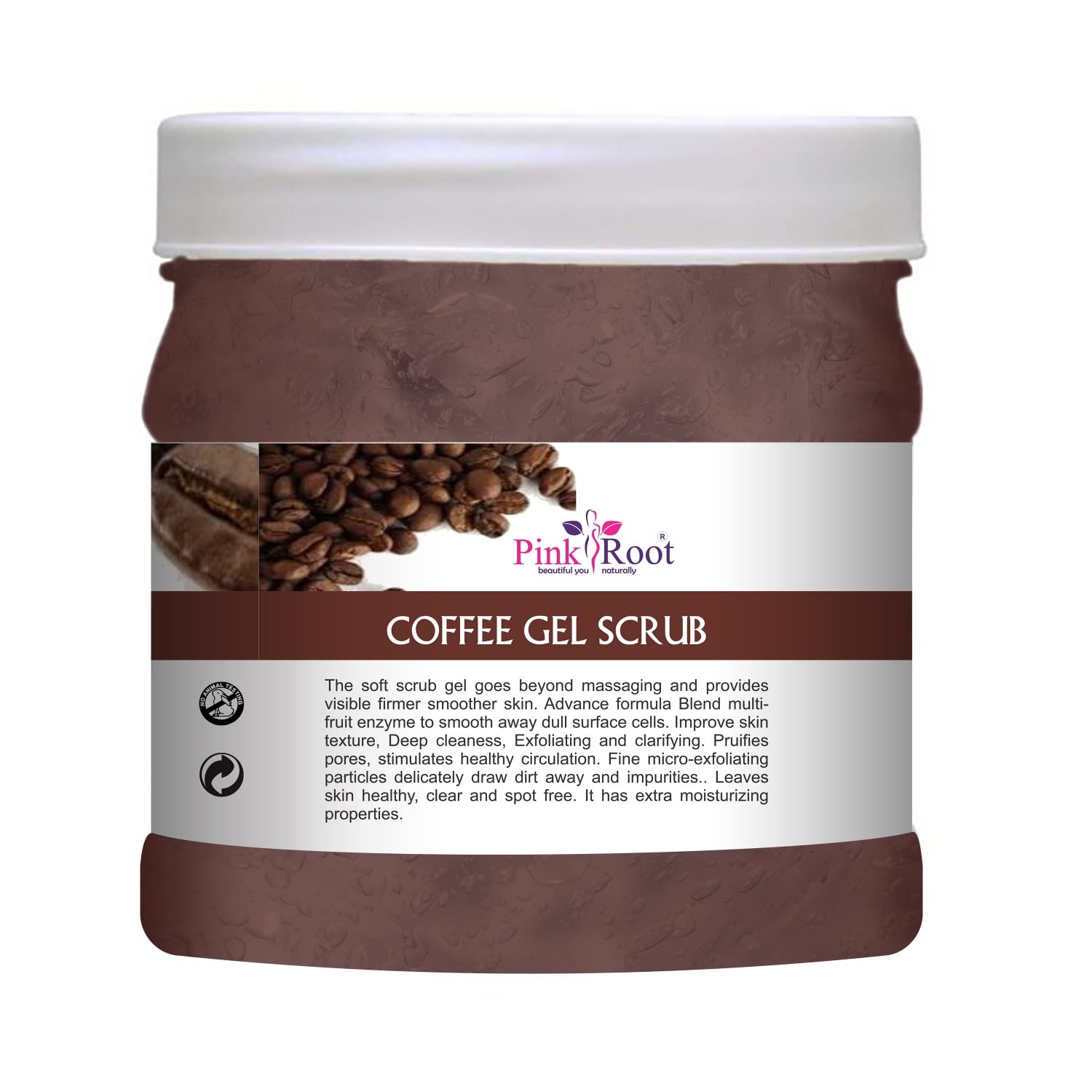 Pink Root Coffee Gel Scrub 500g - Exfoliating & Moisturizing Body Scrub for Soft Skin | Natural Coffee Scrub for Cellulite & Stretch Marks | Perfect for Spa Day & Home Self Care Routine
