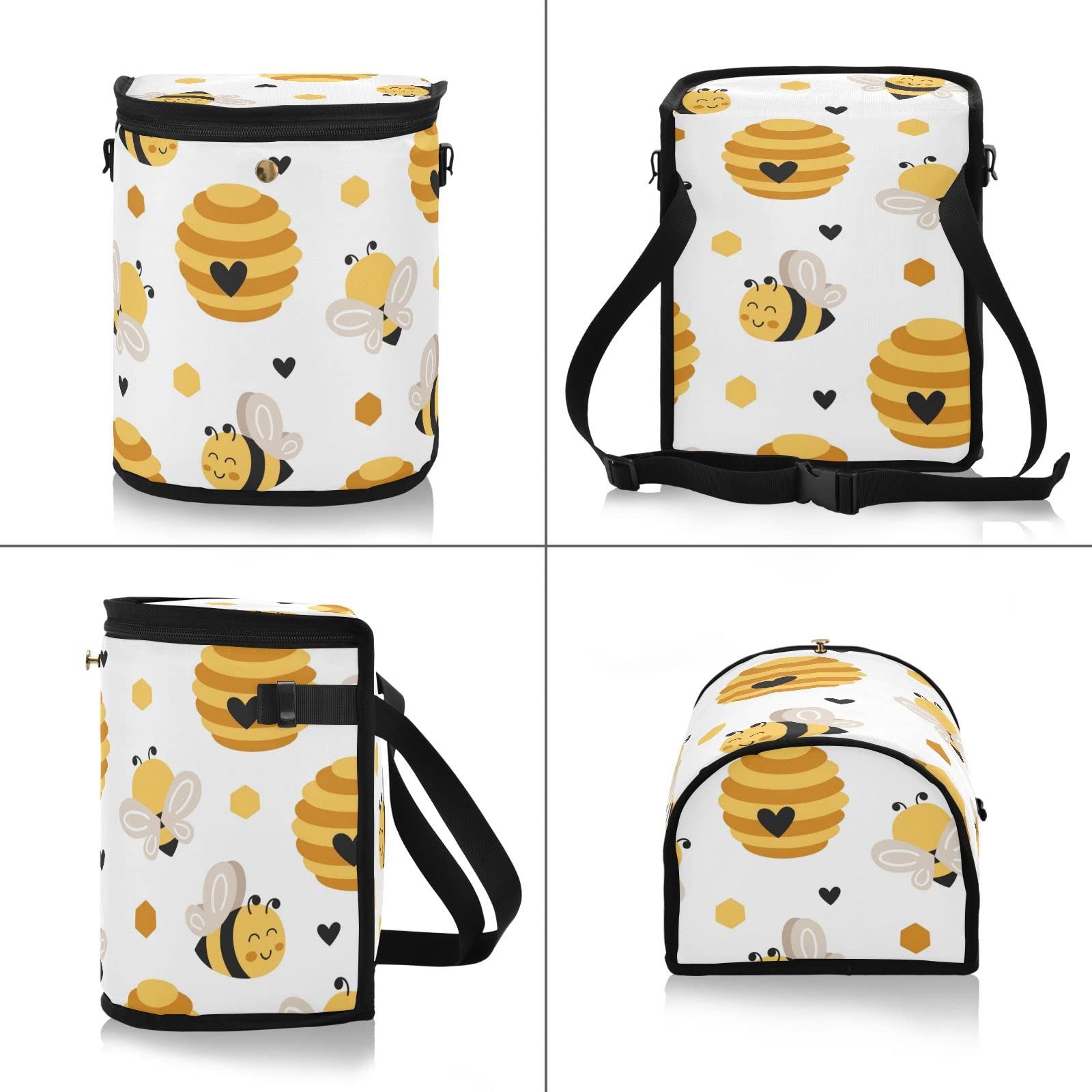 ASLSIY Cute Little Bee Car Trash Can with Lid - Waterproof Auto Garbage Bin, Hanging Leak-Proof Organizer, Collapsible Portable Car Trash Bag for Sedan, SUV, Truck | Perfect for Road Trips, Commuting & Keeping Your Vehicle Clean