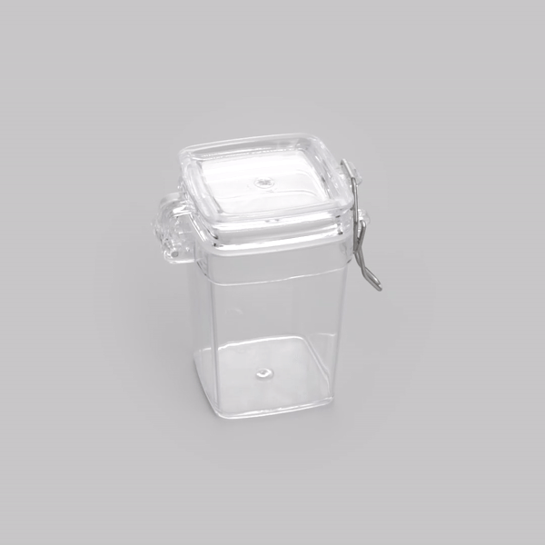 3 oz Square Clear Plastic Mason Jars with Clamp Lids - 2.5