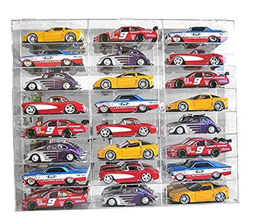 1:24 Scale Diecast Toy Model Car Display Case - Clear Acrylic Storage Showcase with 24 Compartments for Collectors (AHW24) | Perfect for Home Decoration, Toy Car Protection & Organized Display