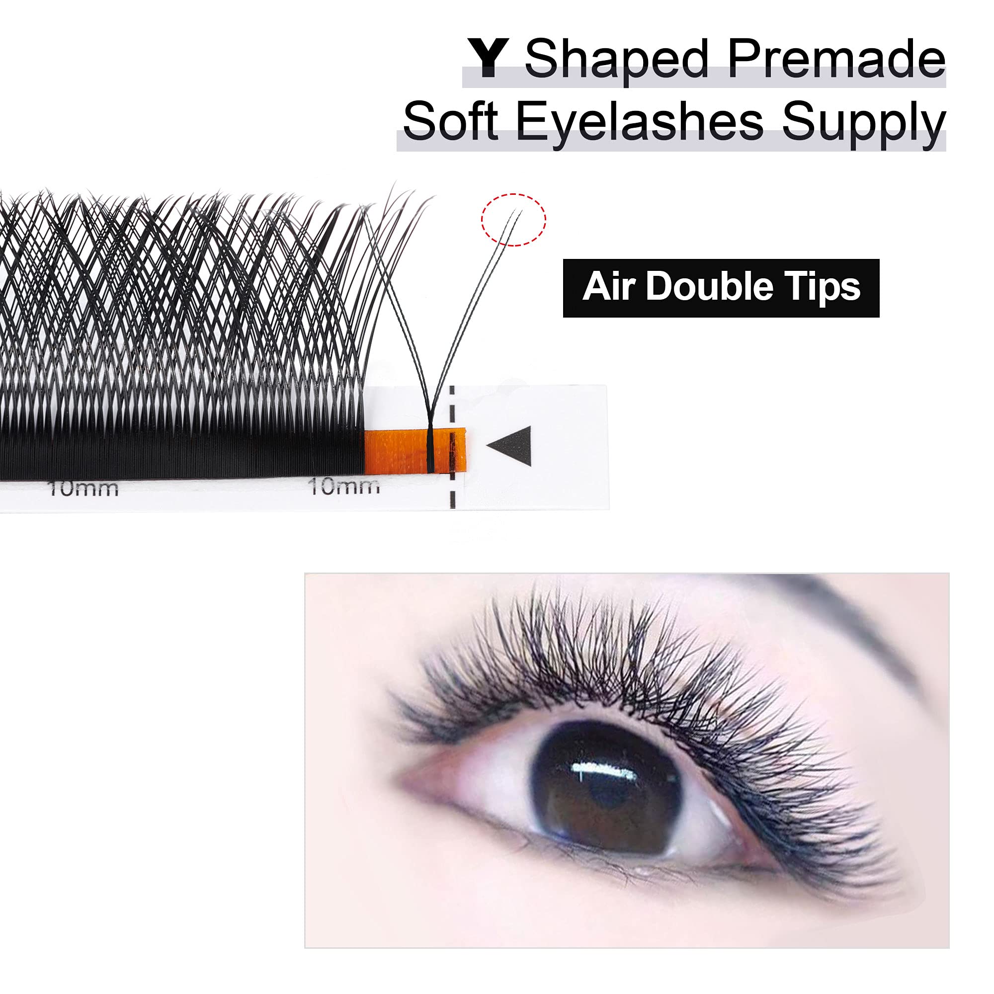 Premium 4D Y-Shaped Black Eyelash Extensions - D Curl 0.05mm 10mm Volume Lashes | Soft Premade Fans for Easy Application | Perfect for Bridal, Party & Daily Makeup Looks