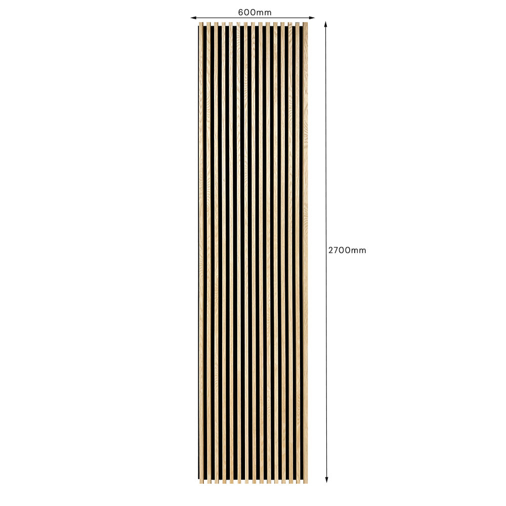 WOODFLEX Flexible Acoustic Battened Wood Slat Panel - 3-Sided Full Wrap Oak Veneer - 2700mm x 600mm - Soundproof Wall Paneling for Home Theater, Office & Studio