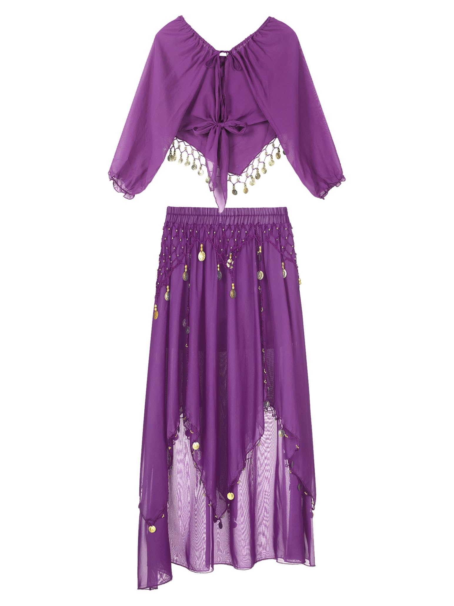 YOOJOO Women's Belly Dance Costume - Elegant Indian Dance Outfit for Stage Performances, Halloween Parties, Carnival Events, and Cultural Festivals