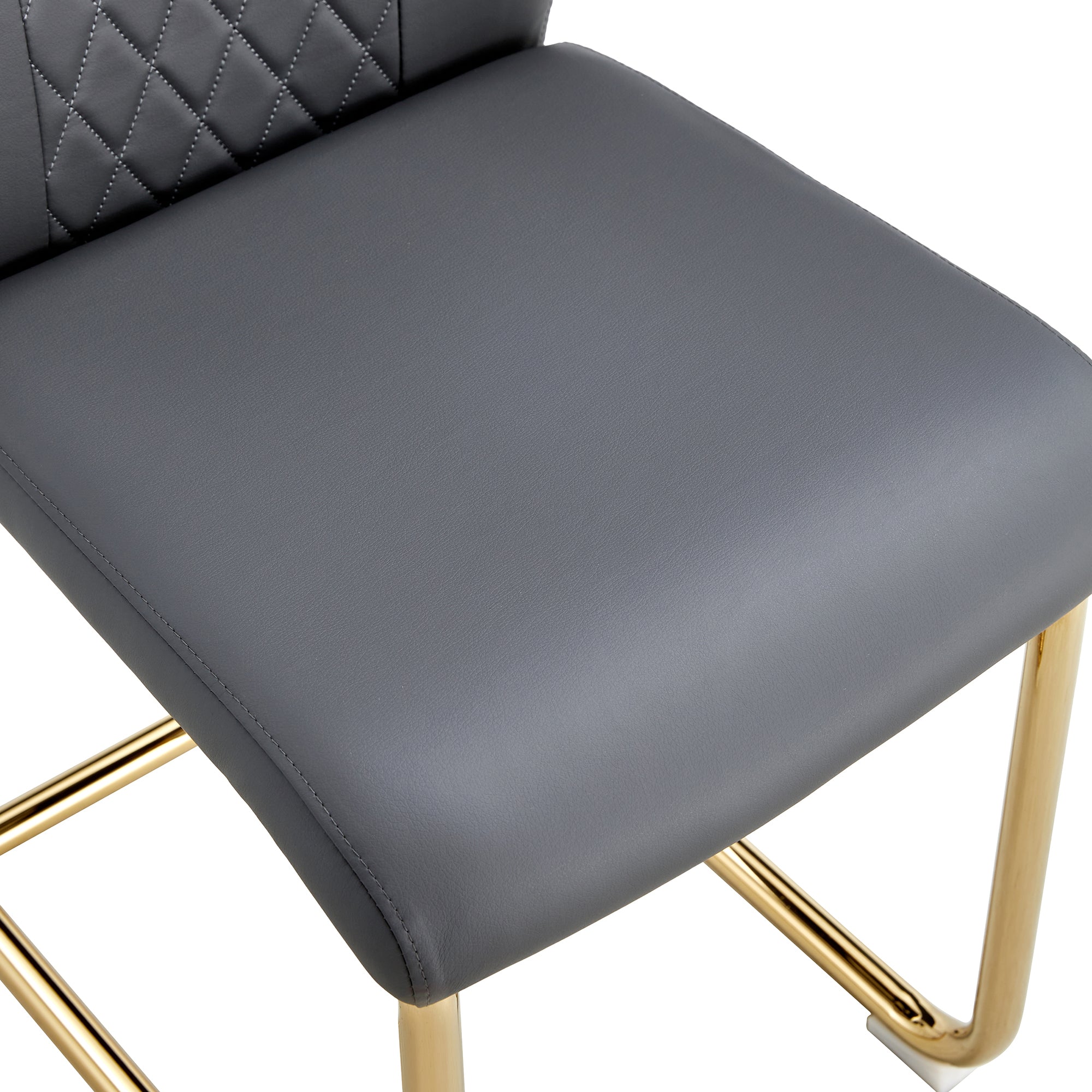 Stylish Faux Leather Cushioned Chairs with Metal Legs - Set of 6 (Gray PU Leather) for Living Room, Kitchen, Bedroom & Dining Room - Perfect for Home Decor & Guest Seating