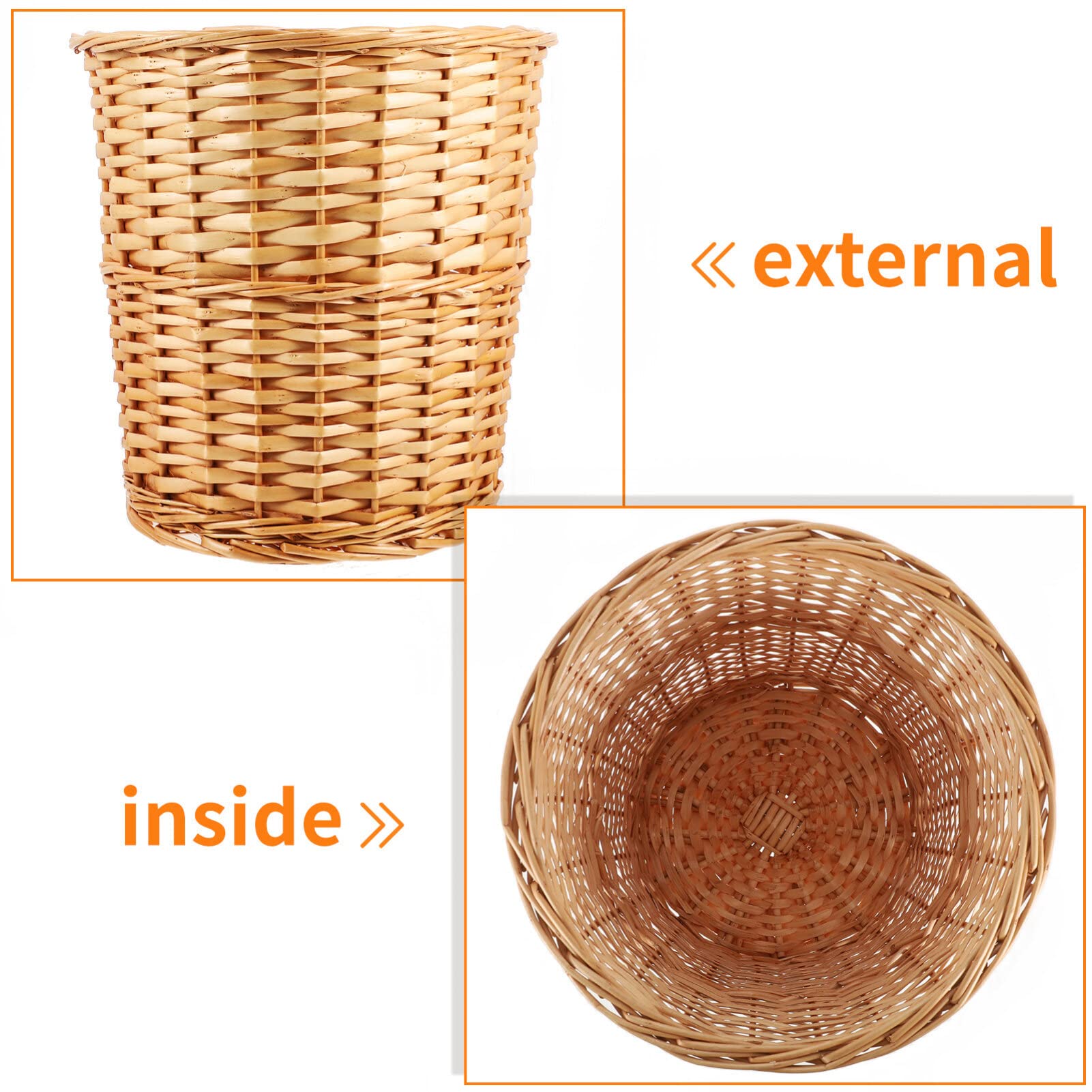 Gatuida Wicker Storage Basket - Handwoven Decorative Waste Bin for Bedroom, Kitchen & Office | Eco-Friendly Paper Trash Can with Lid | Perfect for Home Organization & Desktop Decor