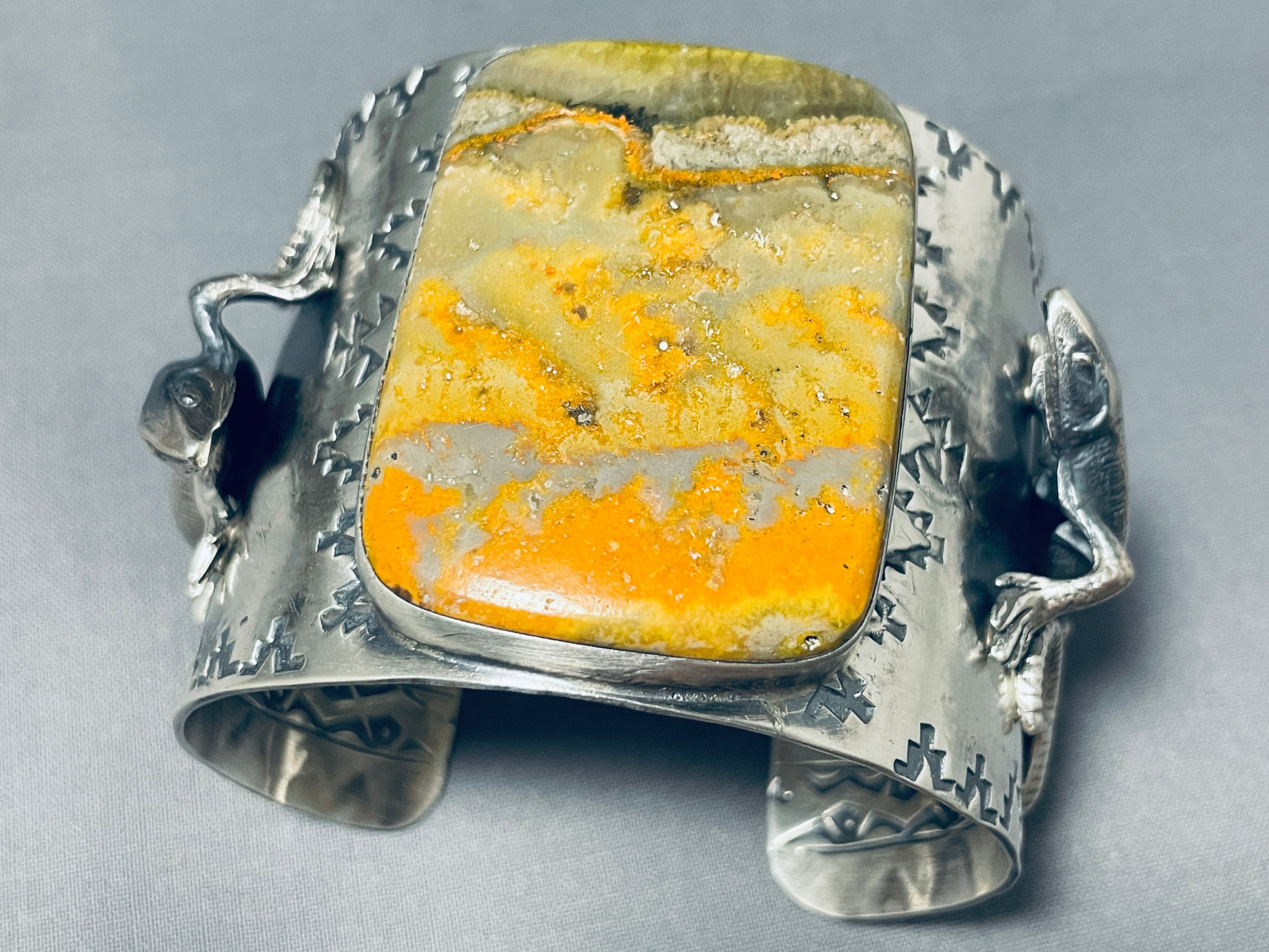 131 Grams Yellow Jasper Sterling Silver Bracelet for Women - Large San Felipe Gemstone Jewelry for Healing, Meditation & Spiritual Protection