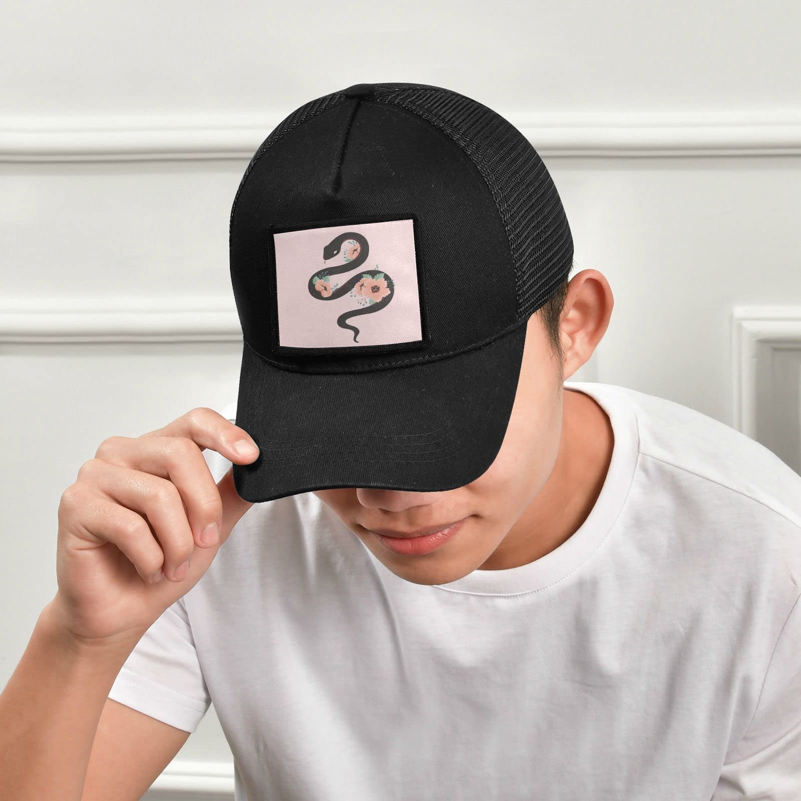 Hand Drawn Snake Baseball Cap for Men & Women - Low Profile Military Style Army Hat - Unisex Black Fashion Hat for Casual Wear, Outdoor Activities & Street Style