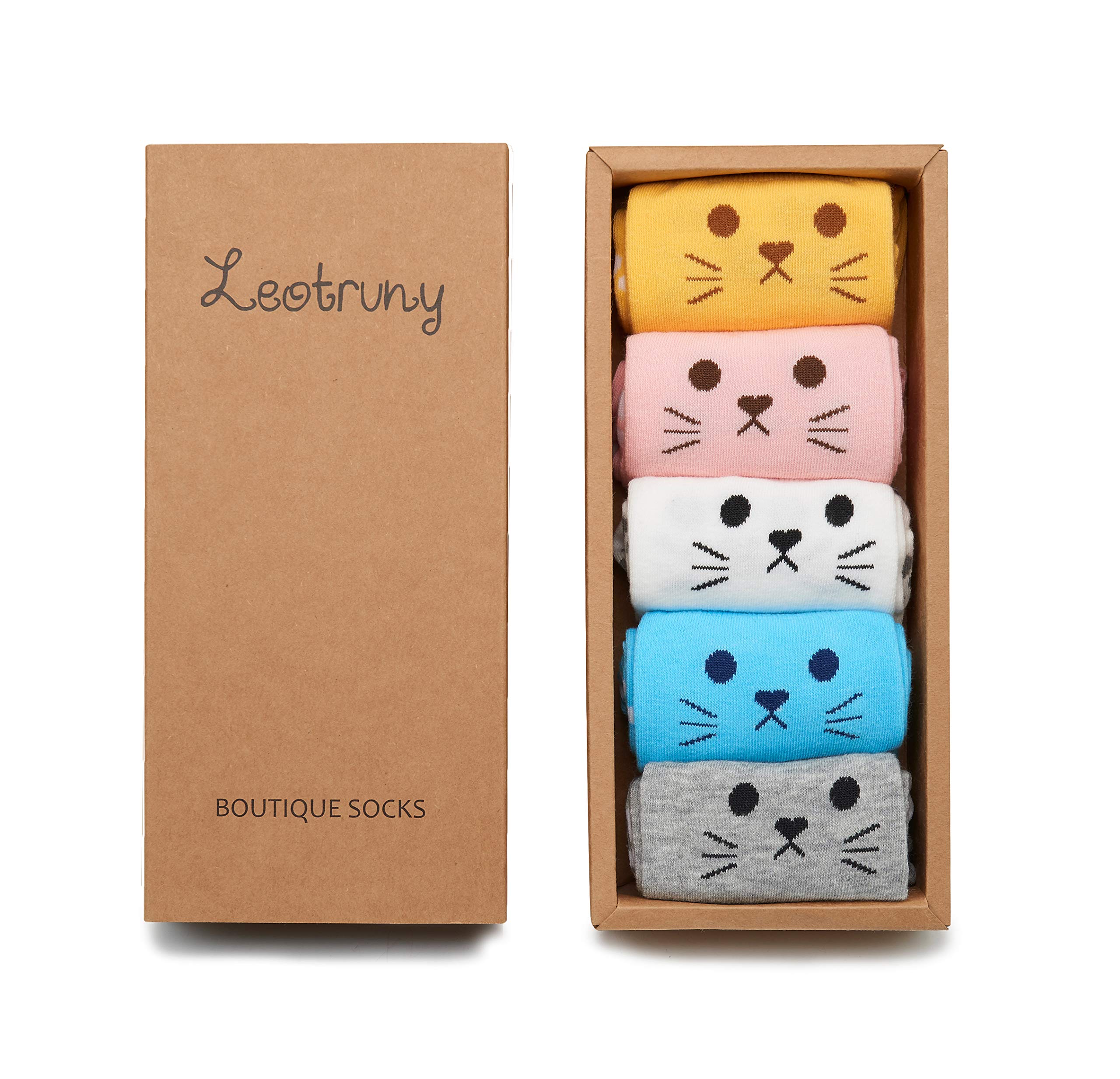 Leotruny Cute Cat Socks for Women - Funny Animal Novelty Crew Socks with Gift Box | Perfect for Casual Wear, Gifts & Cosplay Outfits