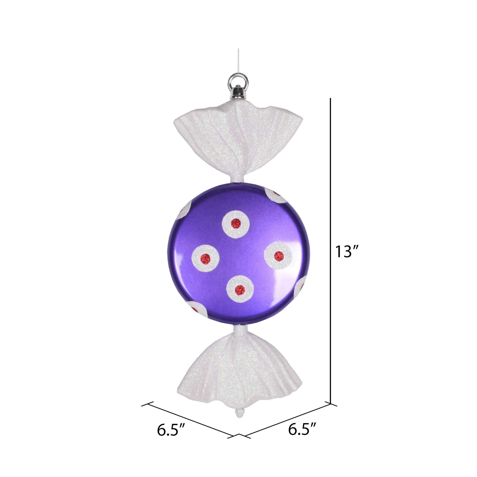 Vickerman 13-Inch Purple and White Polka Dot Christmas Tree Ornament - Elegant Holiday Decor for Xmas Tree, Home, Party & Gift Giving