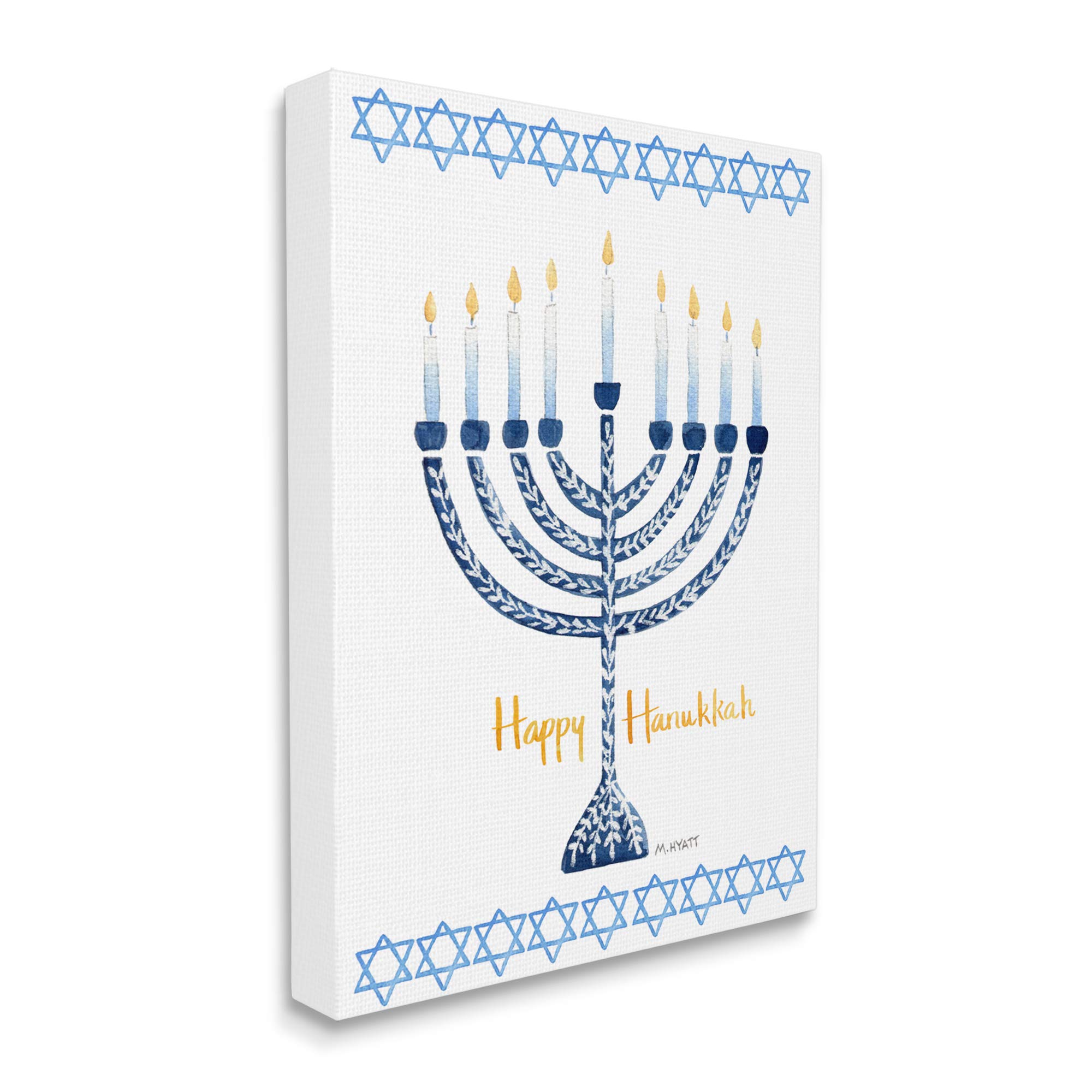 Stupell Industries Happy Hanukkah Winter Holiday Festive Menorah Canvas Wall Art - Designed by Melissa Hyatt LLC - 30 x 40 Inches White - Perfect for Jewish Home Decor & Holiday Gift Giving