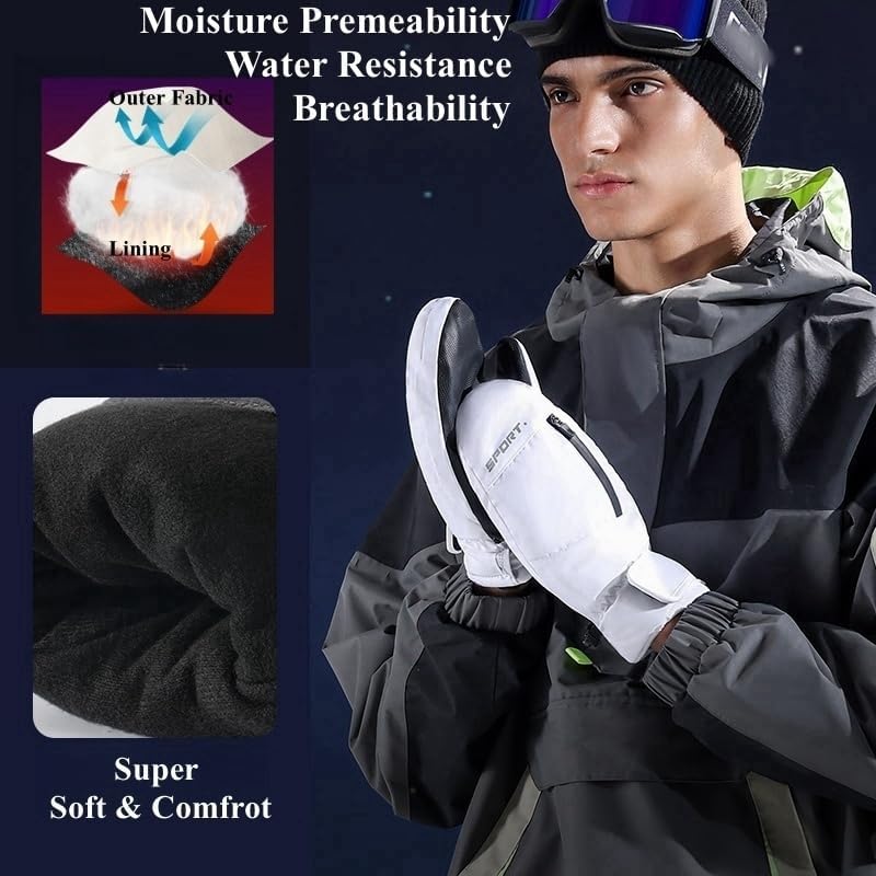 Waterproof Ski Gloves for Women & Men - Winter Snow Mittens with Hand Warmer Pockets for Cold Weather - Perfect for Skiing, Snowboarding & Outdoor Winter Activities