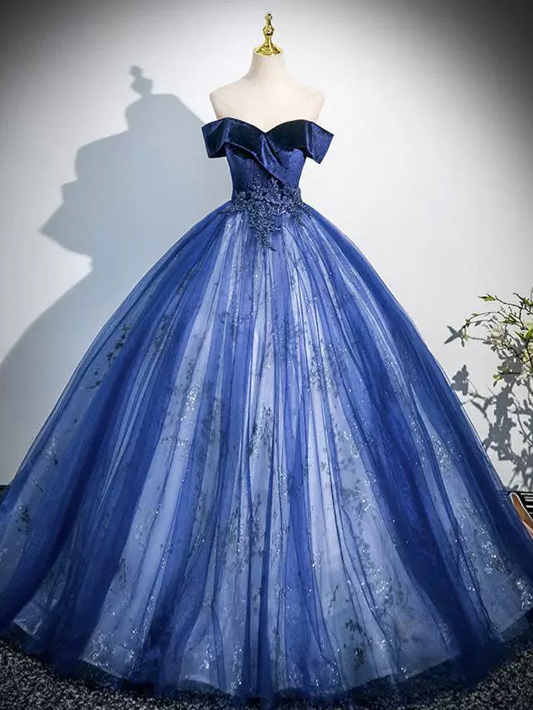 Elegant A-Line Off Shoulder Tulle Lace Black Long Prom Dress - Formal Evening Gown for Homecoming, Wedding & Special Occasions