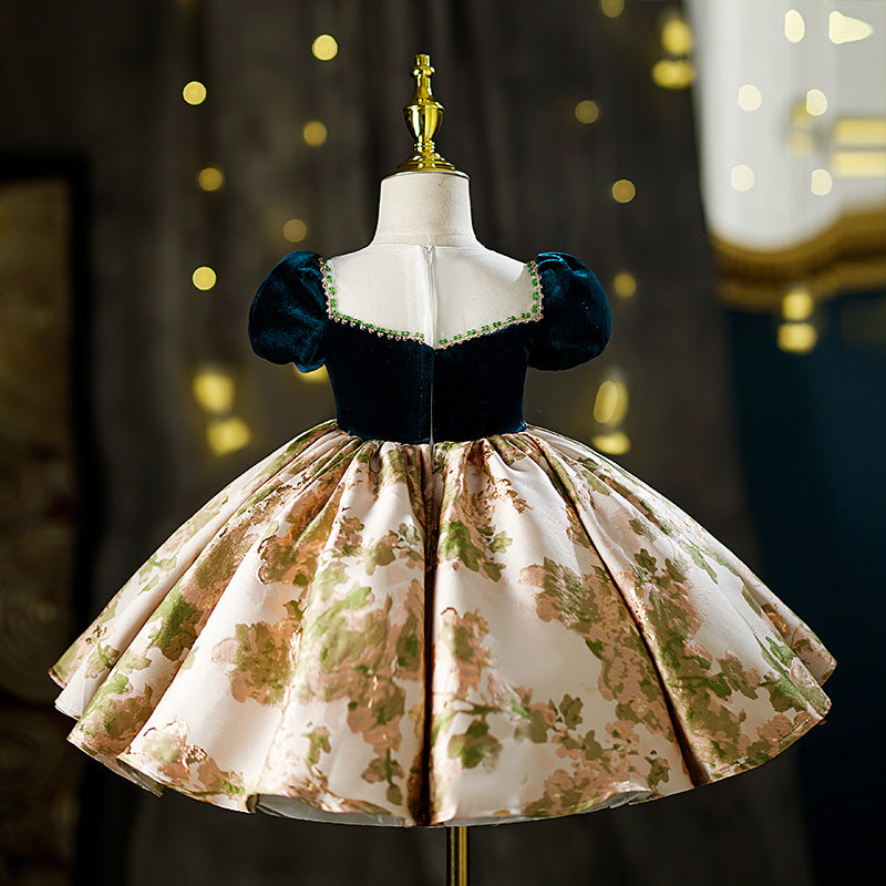 Vintage Floral Baby Girl Birthday Party Dress - Princess Palace Gown for Summer Celebrations & Special Occasions