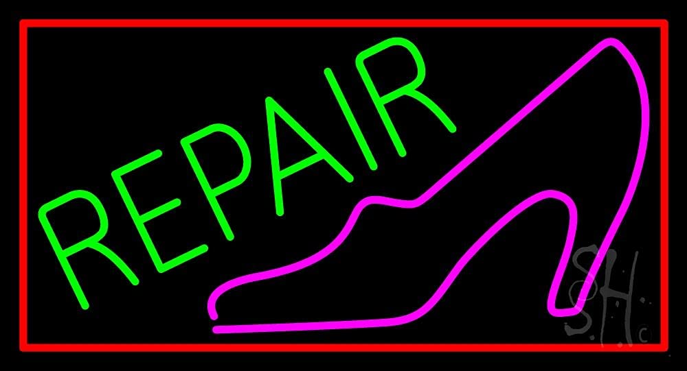 Pink Sandal Green Repair LED Neon Sign 13x24 Inches - Black Square Cut Acrylic Backing with Dimmer - Bright Premium Indoor LED Neon Light for Shop, Bar, Salon & Retail Store Decor - Perfect for Storefronts, Wall Art & Business Signage