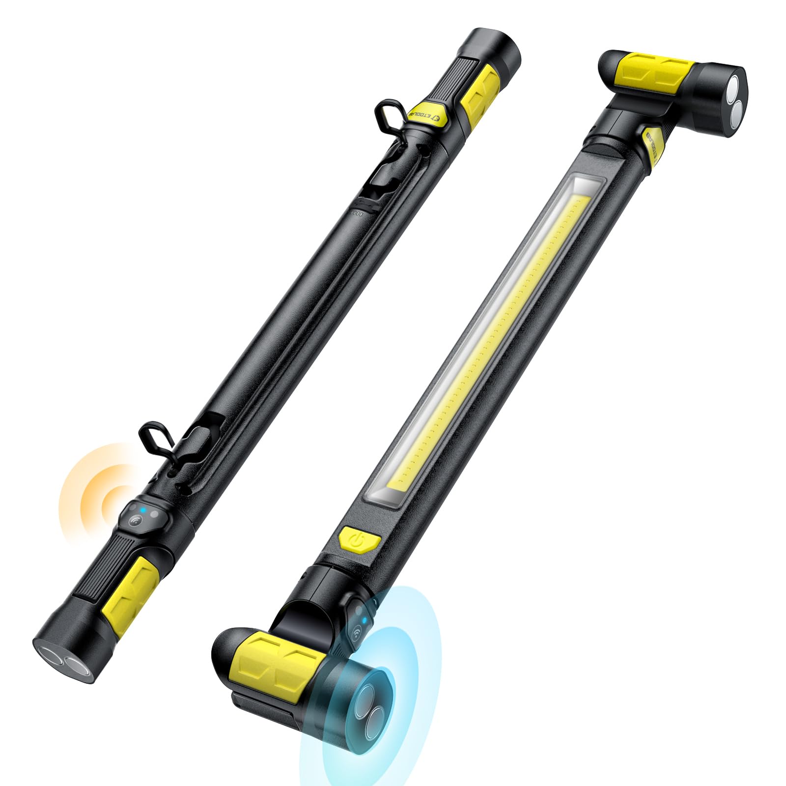 3000LM LED Magnetic Rechargeable Work Light with Auto On/Off - 5200mAh Cordless Under Hood Light Bar with Hooks for Mechanics, Car Repair & Garage Use - Perfect for Auto Maintenance, Emergency Lighting & DIY Projects (Yellow)
