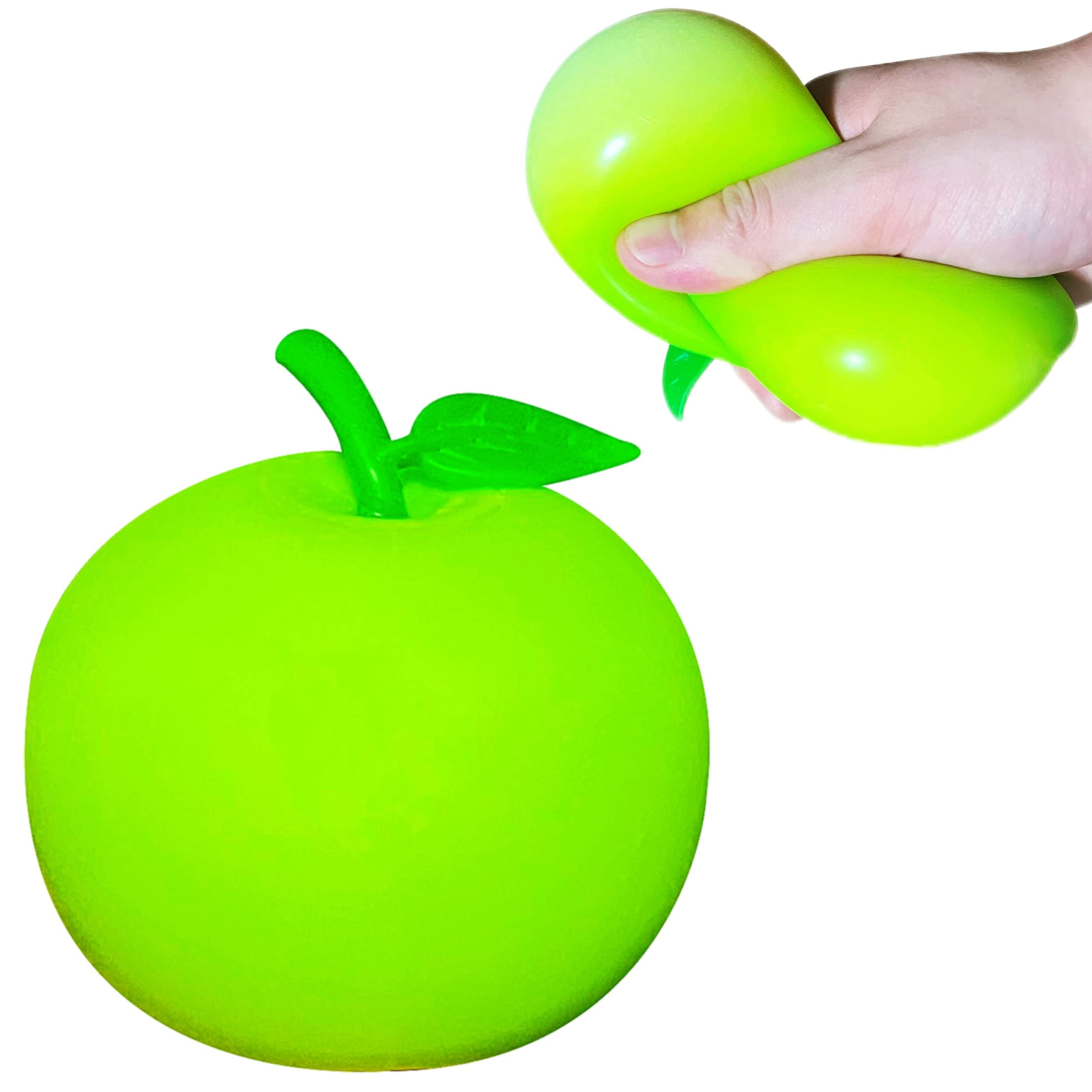 Soft Stress Relief Squeeze Ball for Adults & Kids - Stretchy Fidget Toy for ADHD, Autism & Anxiety - Squishy Apple Sensory Ball for Office, School & Travel (Pack of 1)