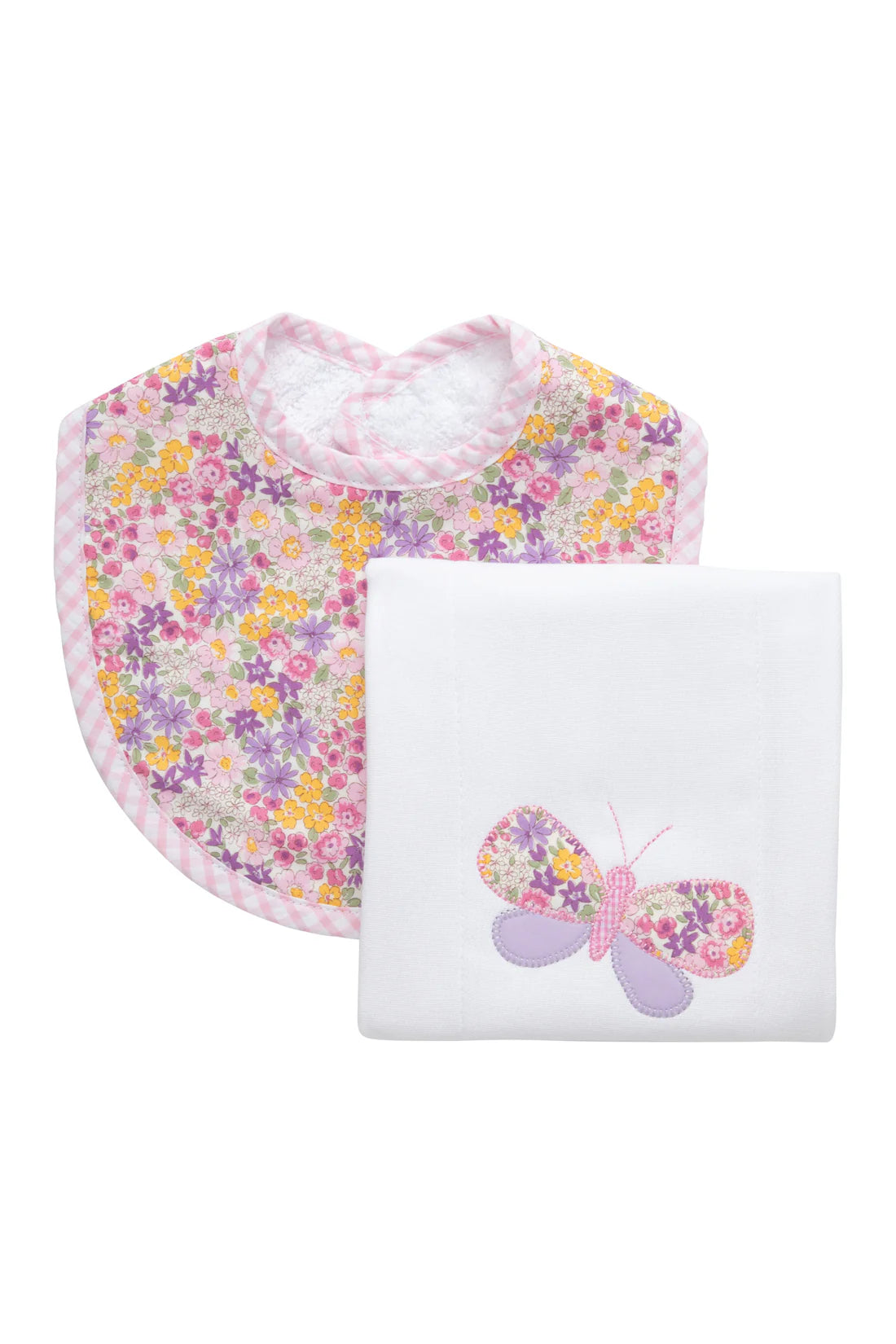 Butterfly Basic Bib & Burp Cloth Set - Soft Baby Feeding Bibs with Absorbent Burp Cloths for Newborns & Infants - Perfect for Mealtime, Drooling & Spit-Up Protection