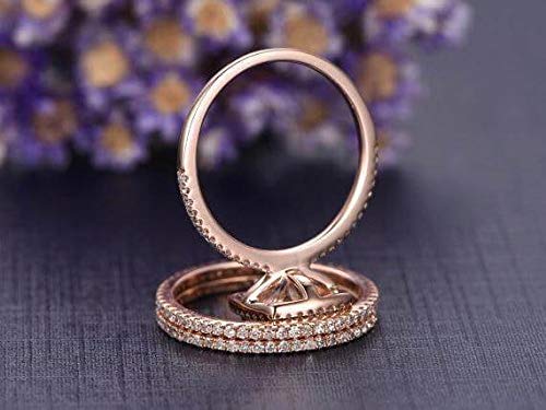 2ct Moissanite Halo Ring Set 18k Gold Plated for Wedding Engagement