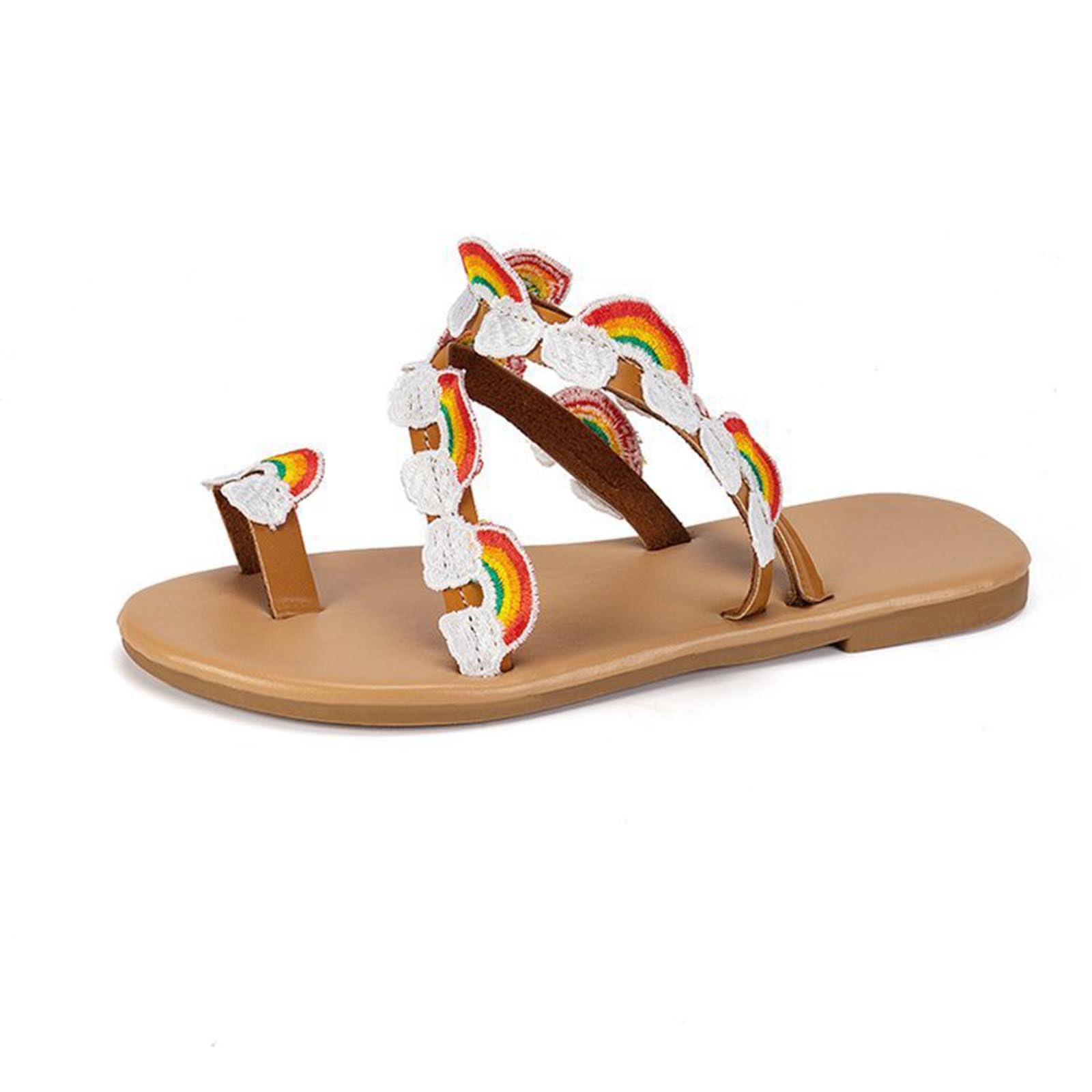 **2024 Women's Boho Ethnic Flower Clip-Toe Sandals - Plus Size Comfortable Slides for Beach, Vacation & Summer Outfits**