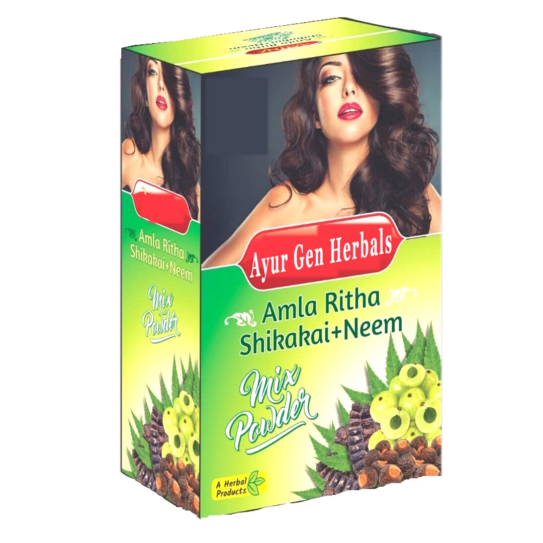 Natural Amla, Reetha & Shikakai Powder Combo for Hair Care | Herbal Hair Pack for Growth & Shine | Organic Ayurvedic Treatment for Dandruff & Hair Fall | Perfect for Daily Hair Wash & Scalp Nourishment