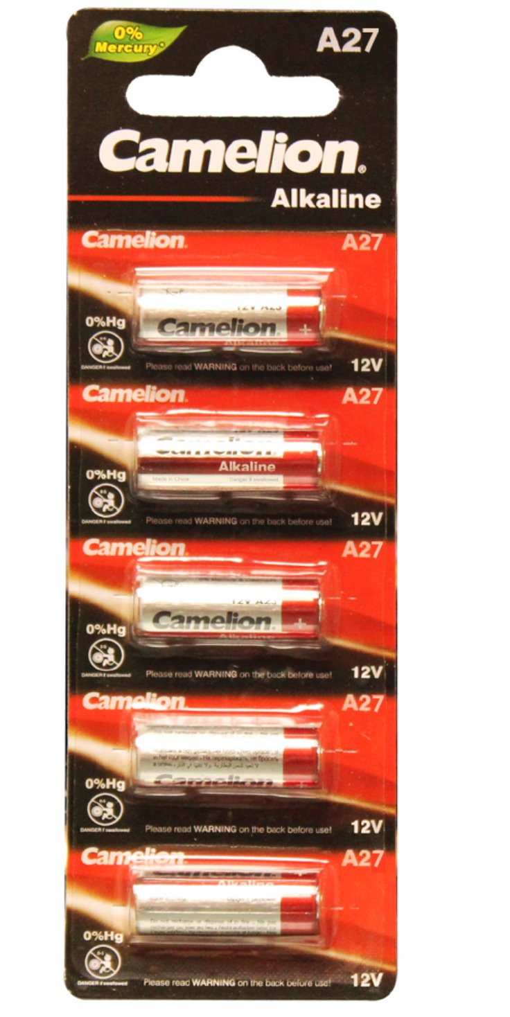12V A27 Alkaline Battery 5 Pack - Long Lasting Power for Key Fobs, Calculators & Small Electronics