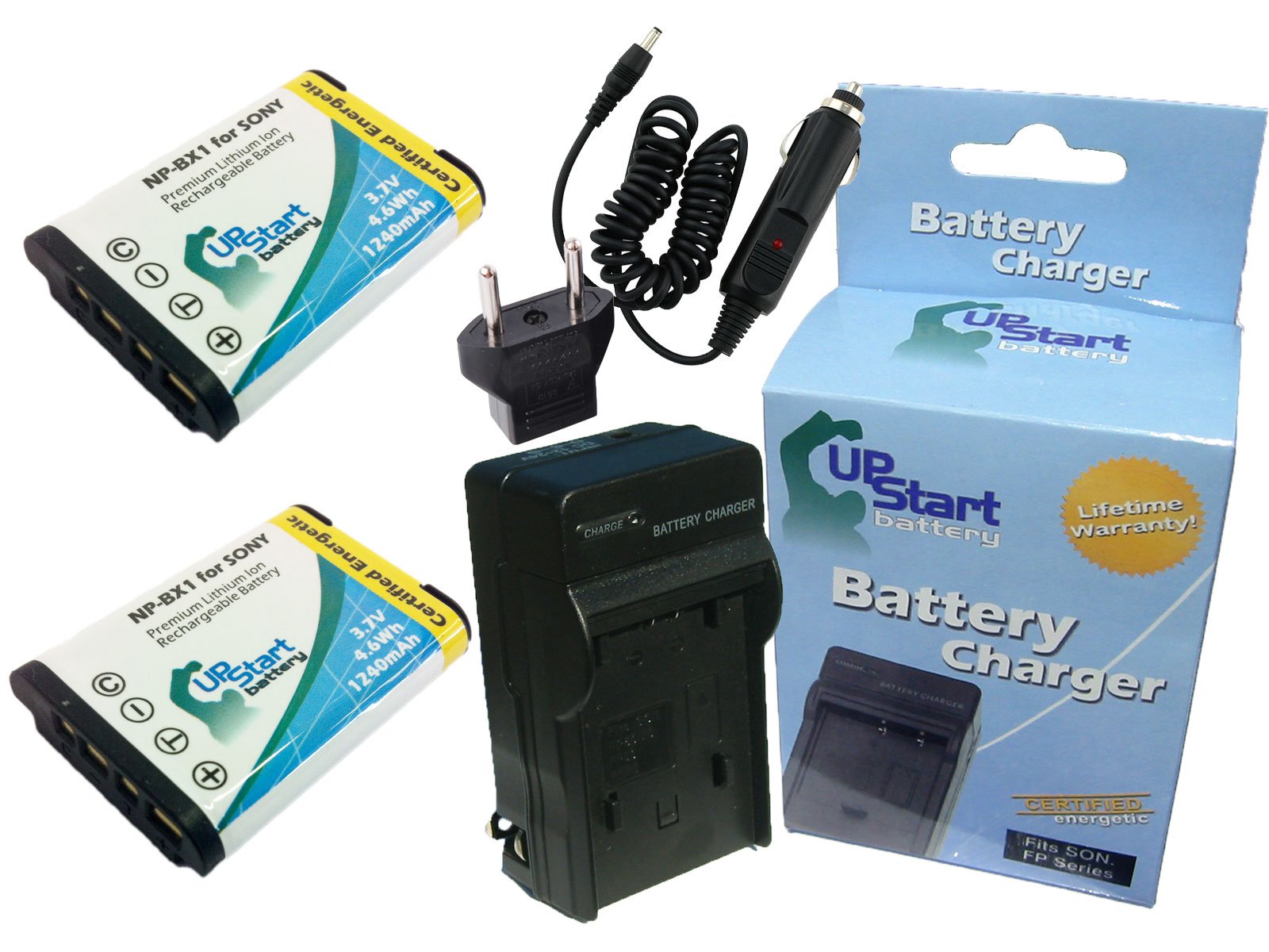 2 Pack Sony NP-BX1 Battery & Charger - 1240mAh for DSC-WX300/B - Travel & Photography