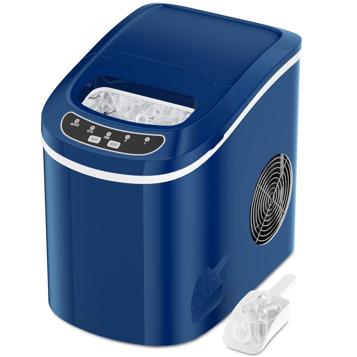 Portable Ice Maker Machine for Countertop - Fast 6-Minute Ice Cube Maker with Removable Basket & Scoop - Easy Touch Panel Operation - Perfect for Home, Office, Parties & Outdoor Use (Navy)