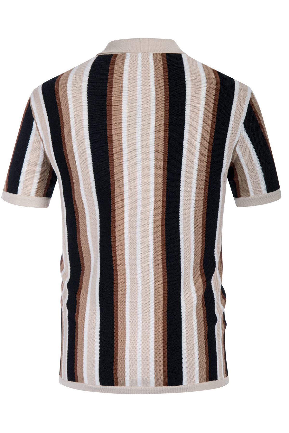 Vintage Stripe Lapel Collar Men's Short Sleeve Knit Polo Shirt - Casual Summer Office Wear & Weekend Outfit