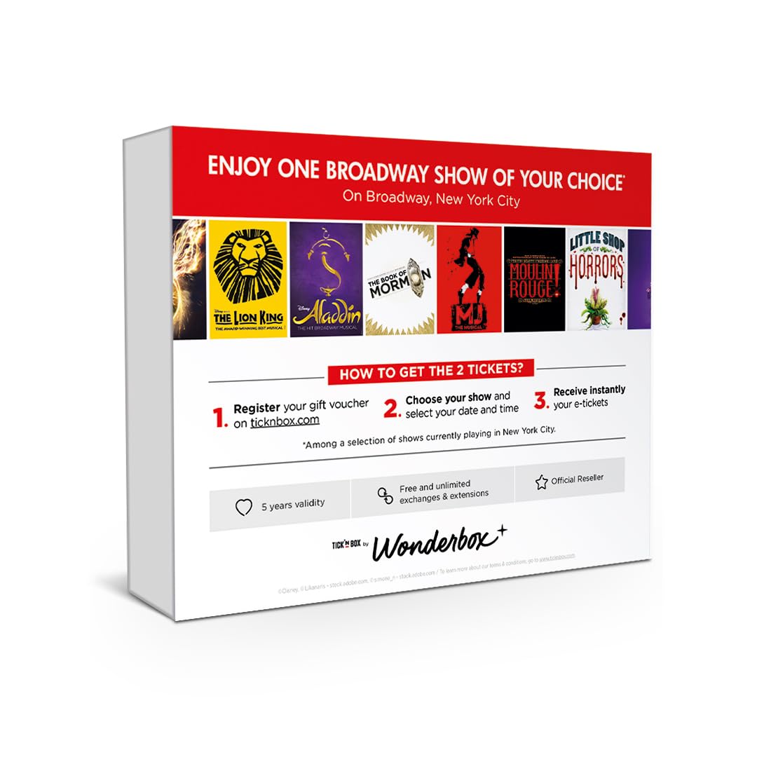 WONDERBOX Broadway Show Experience Gift – 2 Tickets to Any Broadway Musical of Your Choice – Fast Online Booking – Perfect Gift for Theater Lovers – Best for Birthdays, Anniversaries & Special Occasions