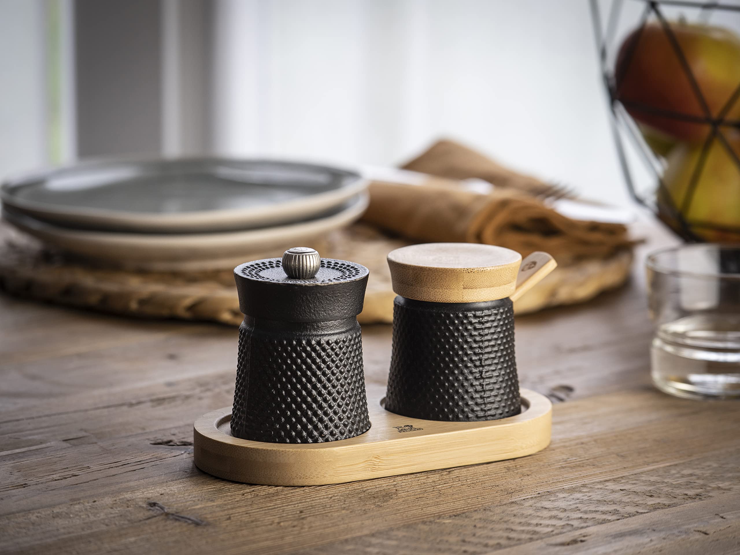 Peugeot Bali Fonte Cast Iron Pepper Mill and Salt Grinder Set - 3-Inch Black (39967) | Premium Kitchen Gift for Cooking, Dining & Home Decor