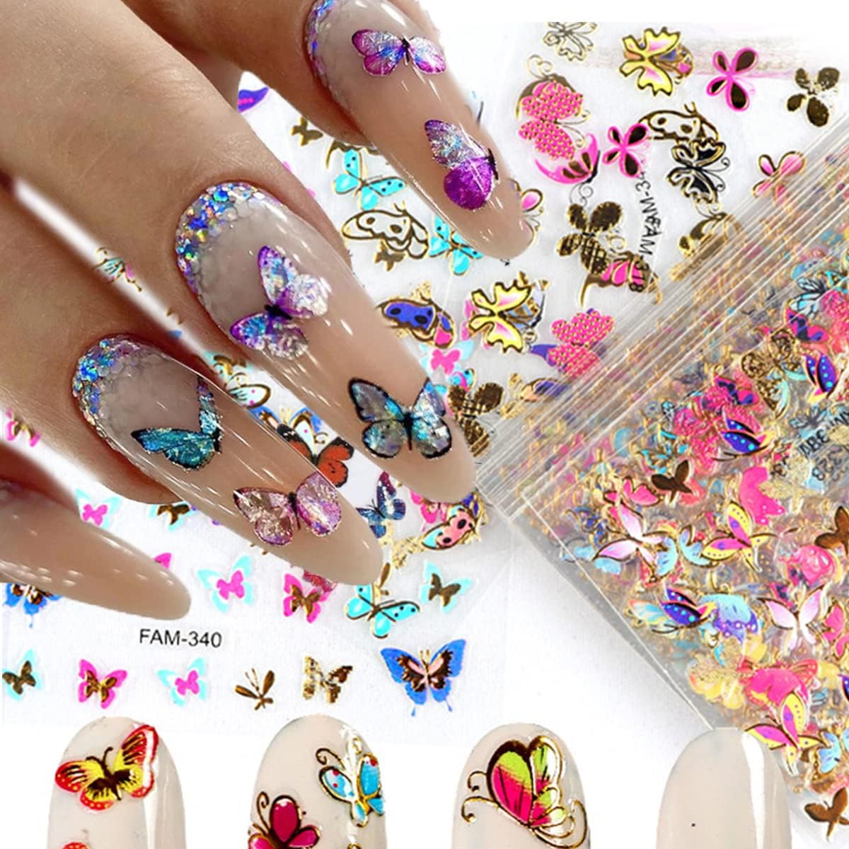 3D Butterfly Nail Stickers - 30Pcs Colorful Self-Adhesive Nail Art for Women & Girls - Perfect for Manicures & Acrylic Nails