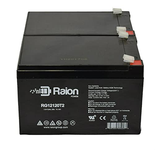 Raion Power RG12120T2 12V 12Ah Replacement SLA Battery for APC Back-UPS ES BE750BB - 2 Pack - Backup Power Supply for Home & Office UPS Systems, Emergency Power Outage Protection