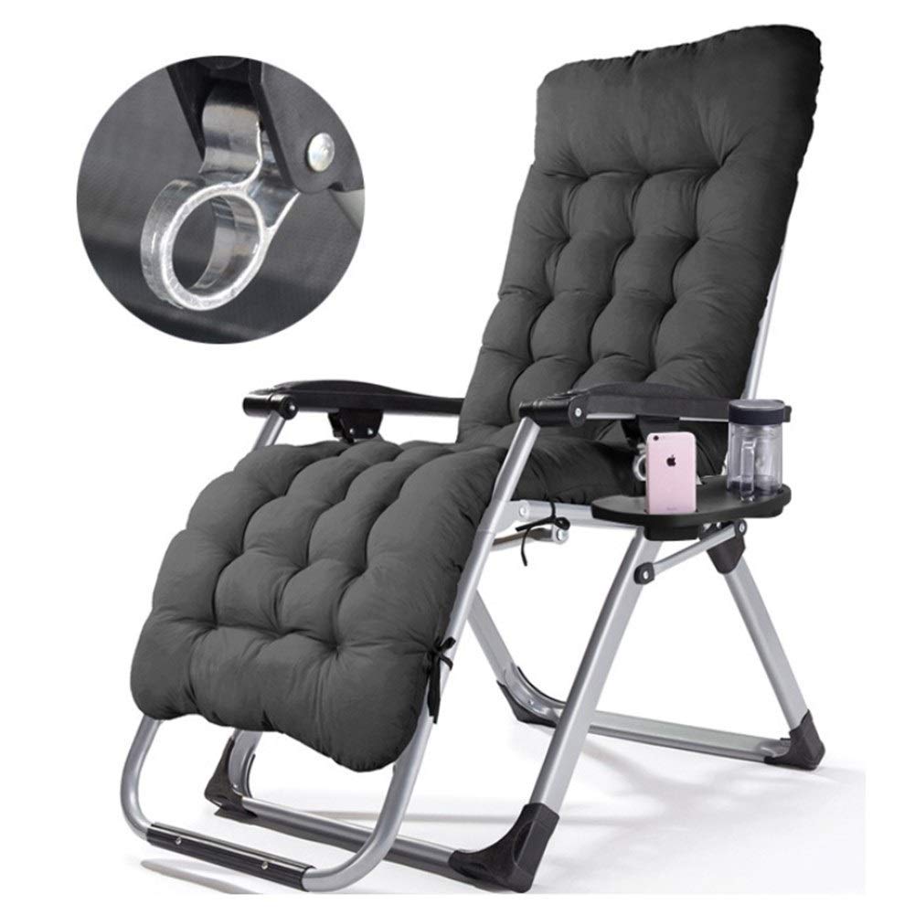 KAUTO Adjustable Folding Outdoor Lounge Chair with Cushion - Gray Sun Lounger for Beach, Pool, Patio, Garden & Camping - Comfortable Recliner for Relaxing in Backyard, Vacation or Outdoor Leisure Time