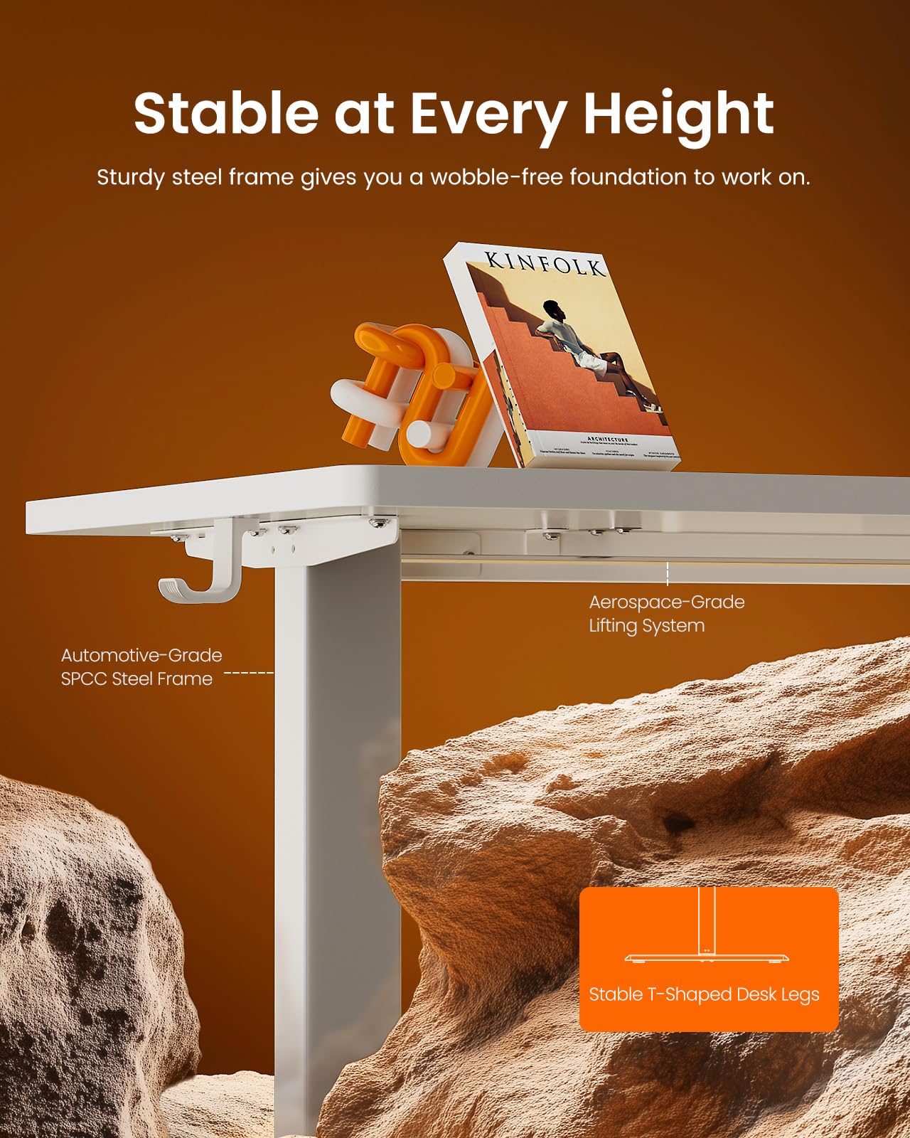 ErGear 48 x 24 Inches Electric Height Adjustable Standing Desk - Memory Preset Sit Stand Home Office Desk with Splice Board (White) | Perfect for Remote Work, Gaming & Study Spaces